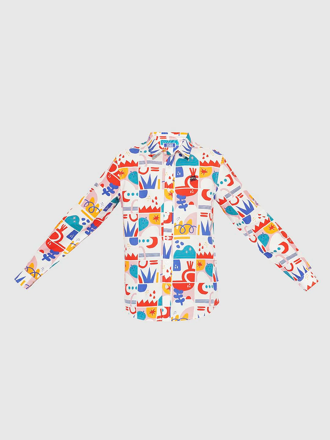 BOYS White Abstract Print Cotton Shirt - Image 7