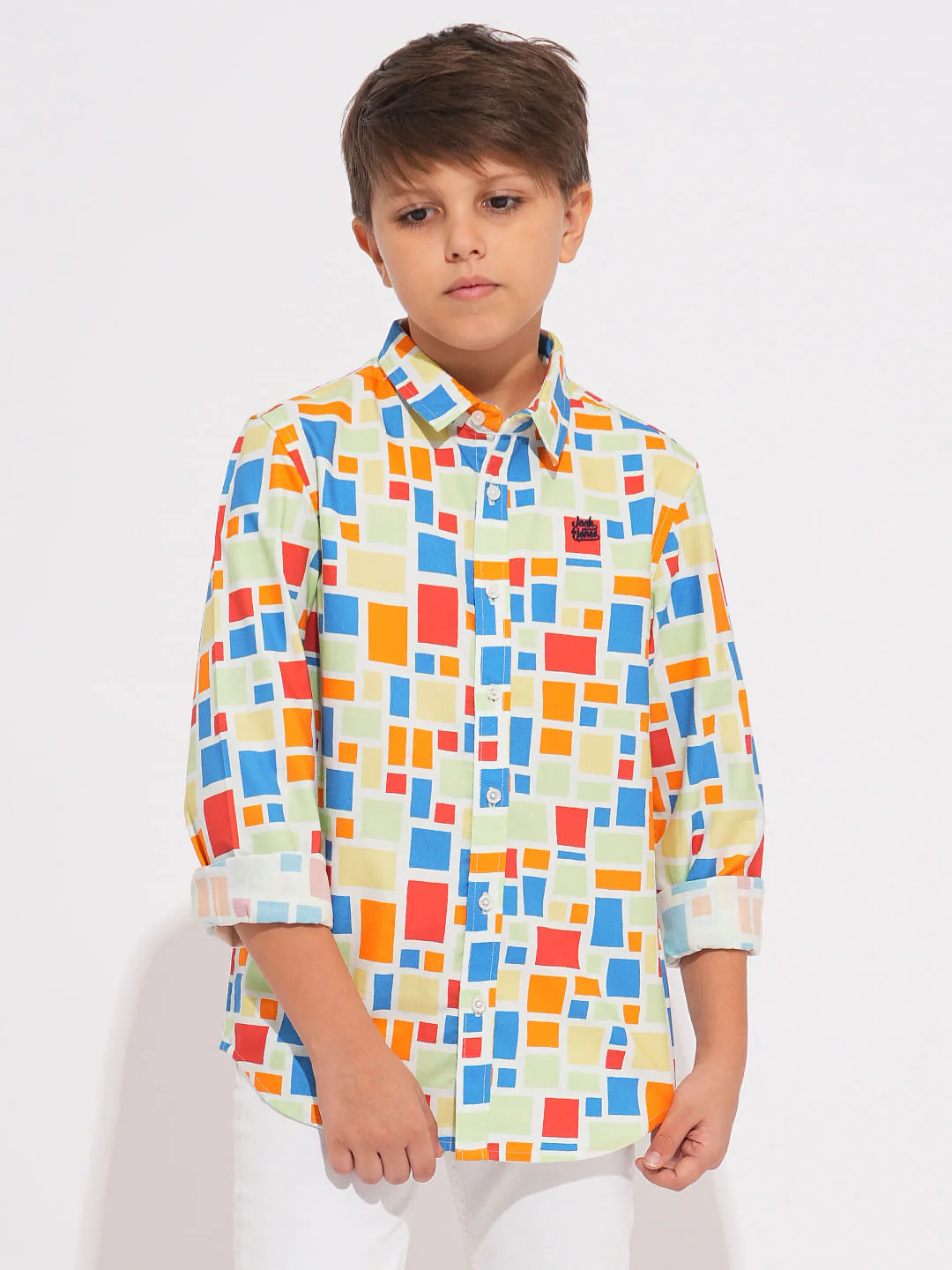 Boys Multi-Colour Check Print Shirt - Image 2