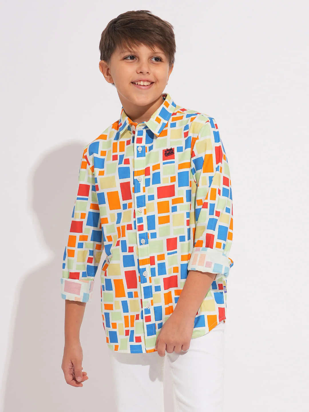 Boys Multi-Colour Check Print Shirt - Image 3