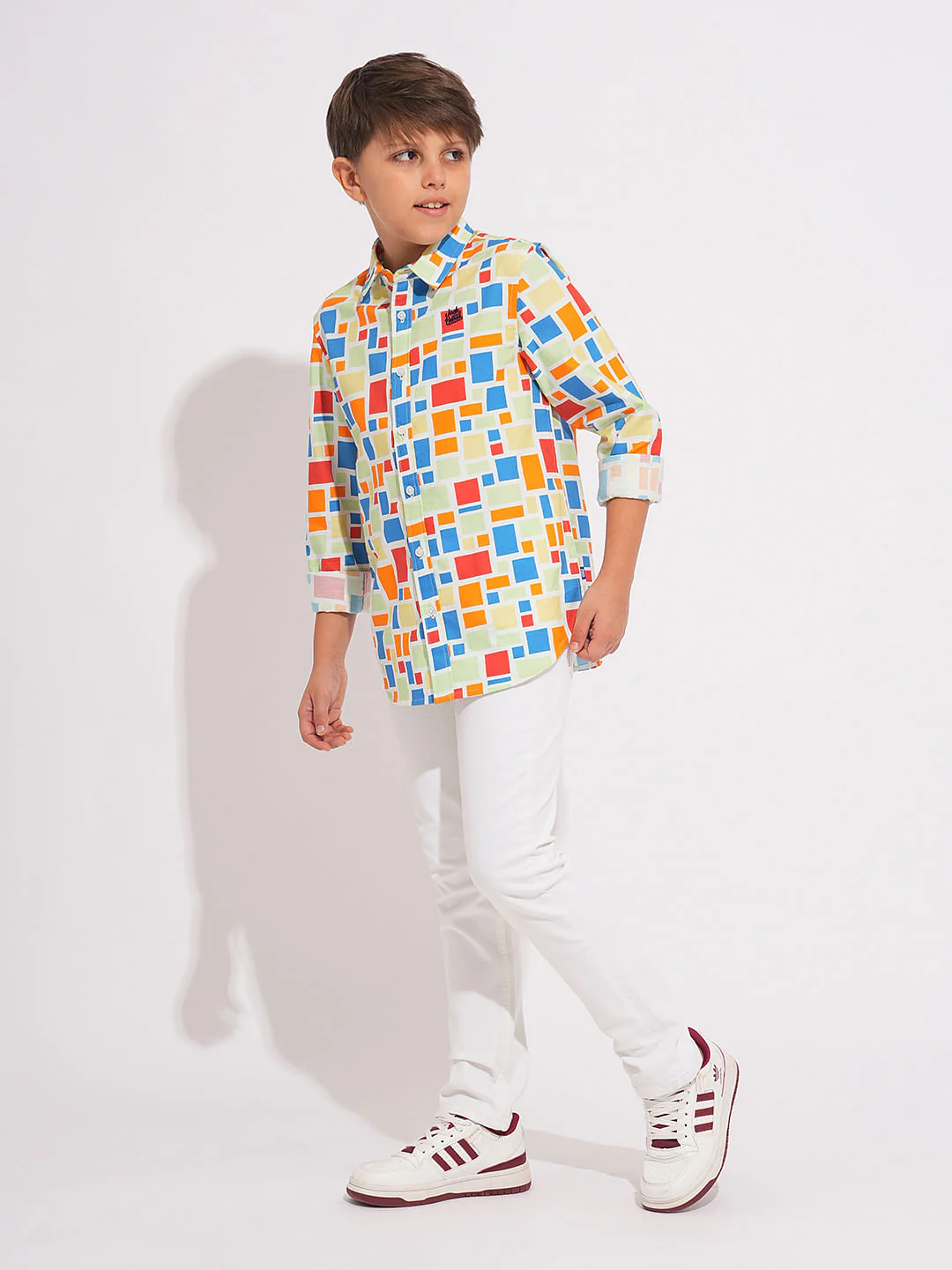 Boys Multi-Colour Check Print Shirt - Image 5