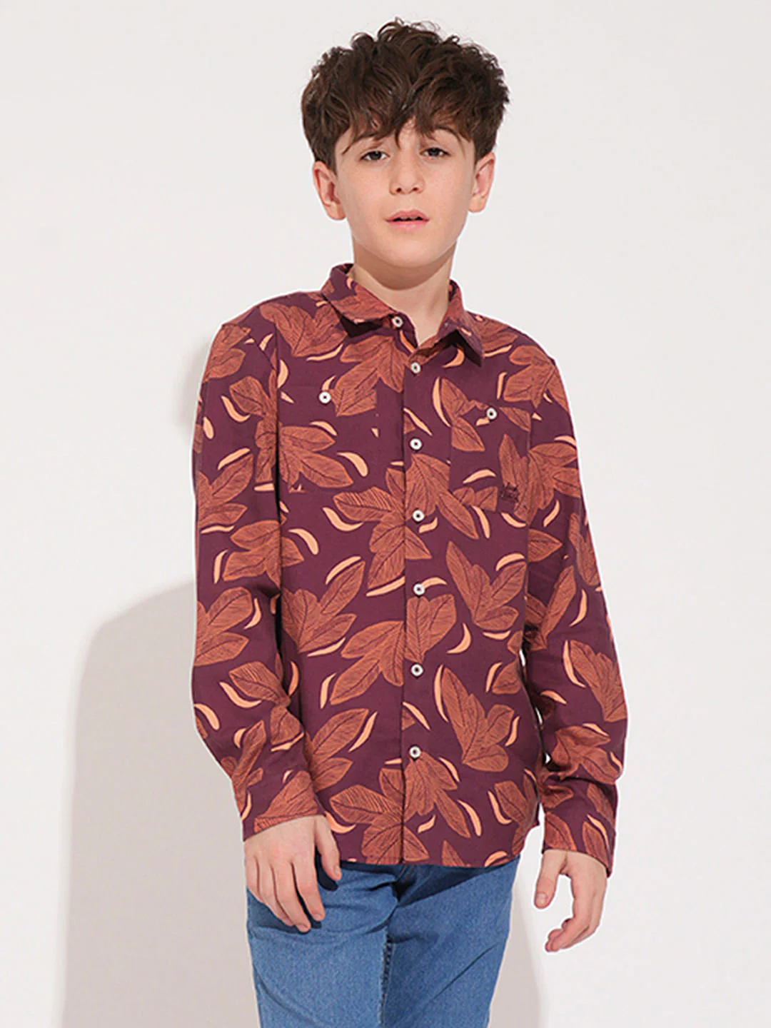 Boys Rust Printed Cotton Shirt - Image 2