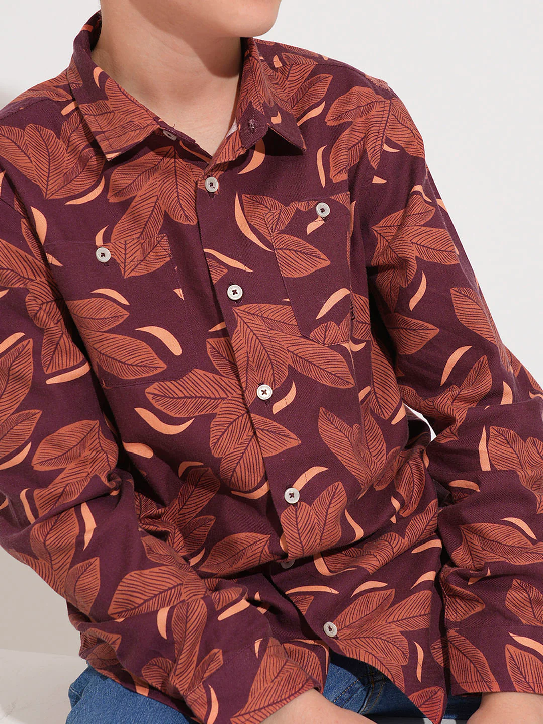 Boys Rust Printed Cotton Shirt - Image 6