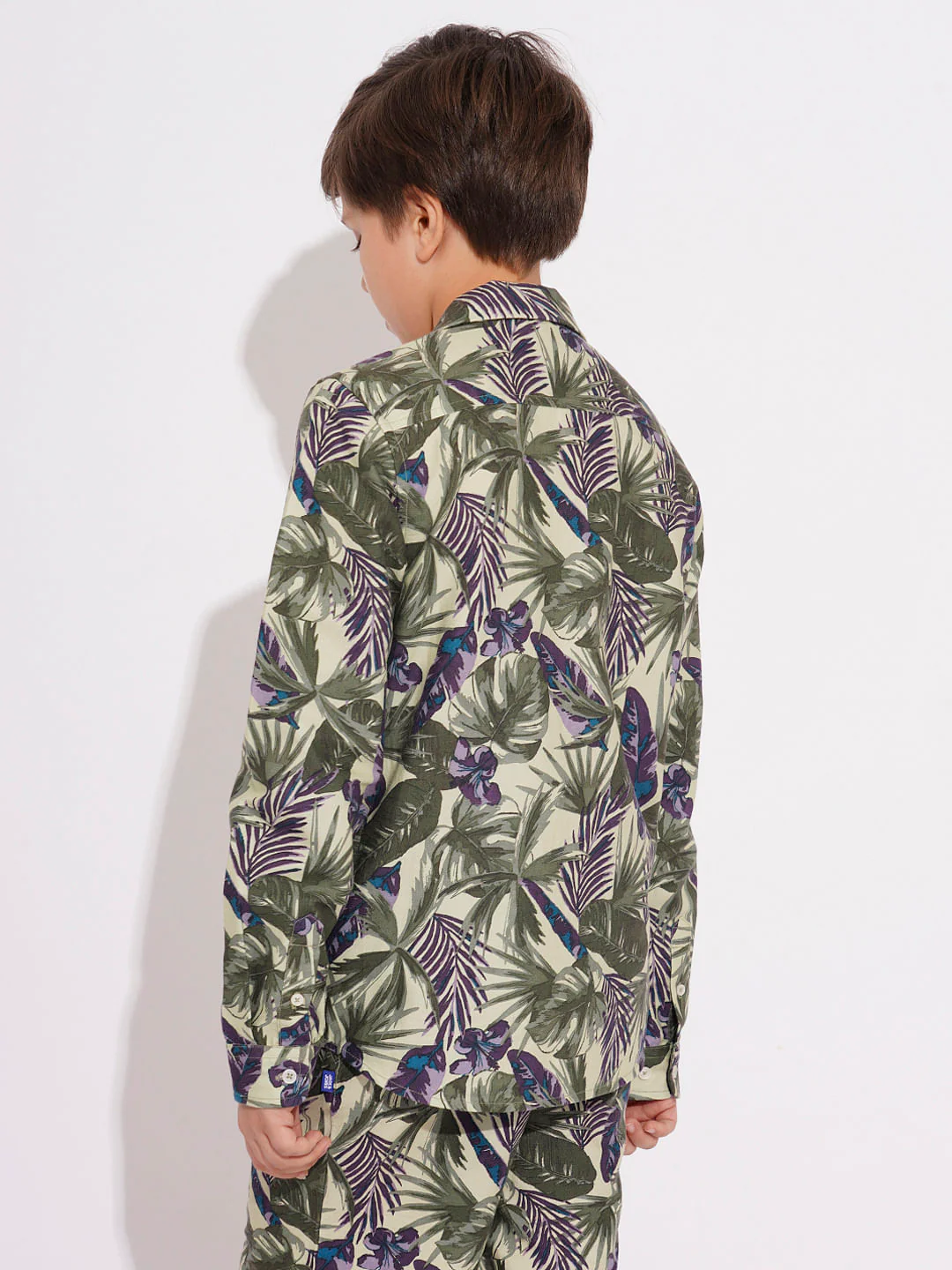 Boys Green Tropical Print Co-ord Set Shirt - Image 4