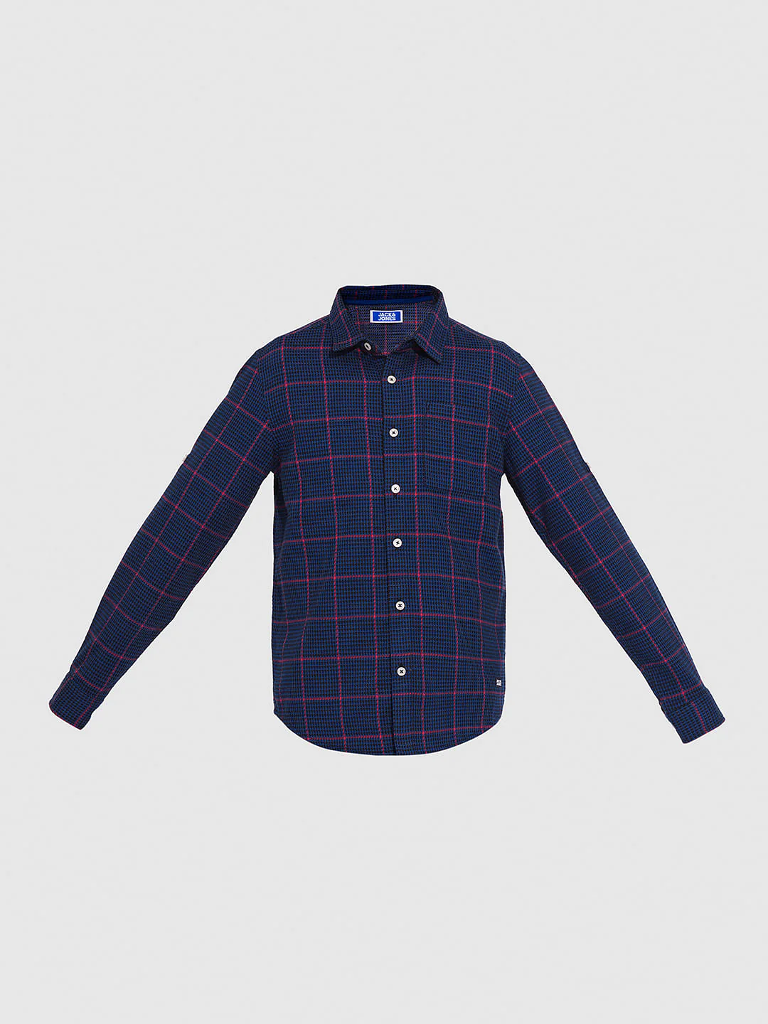 Boys Navy Check Print Shirt - Image 7