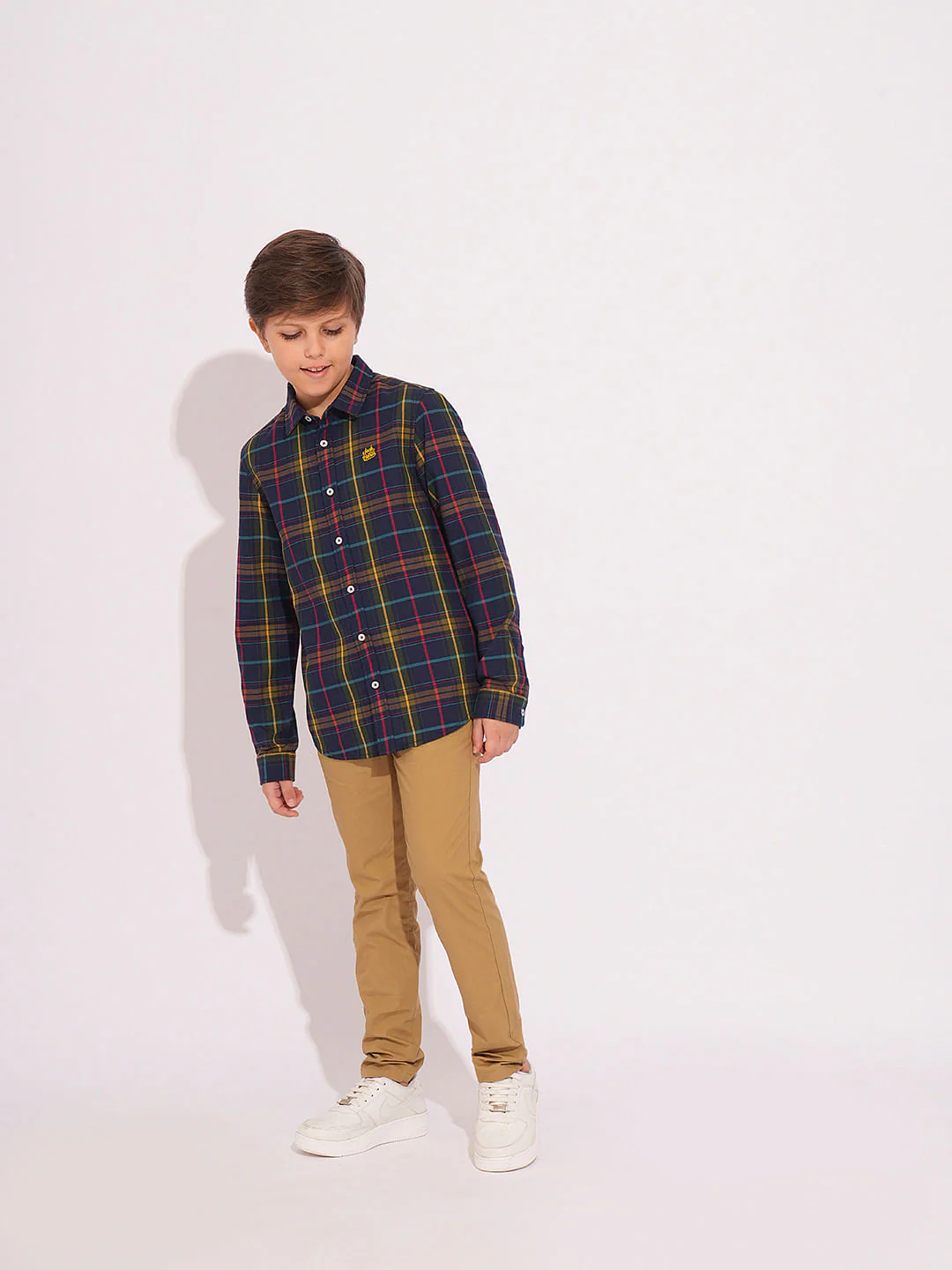 Boys Navy Check Print Shirt - Image 5