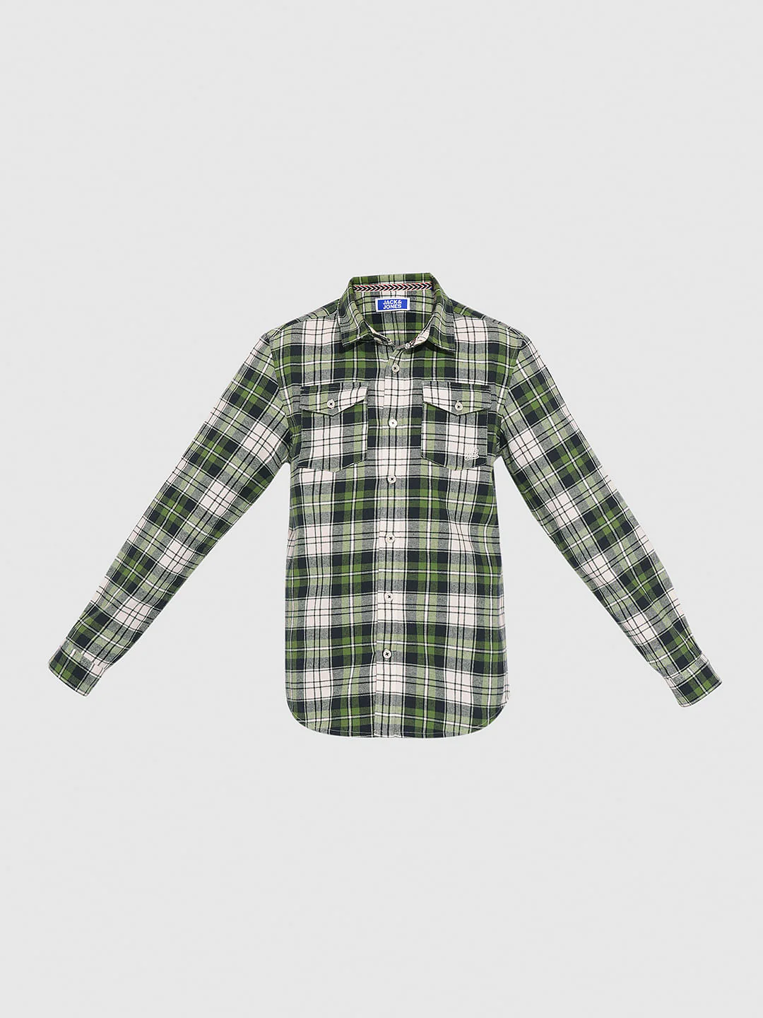 Boys Green Check Print Shirt - Image 7