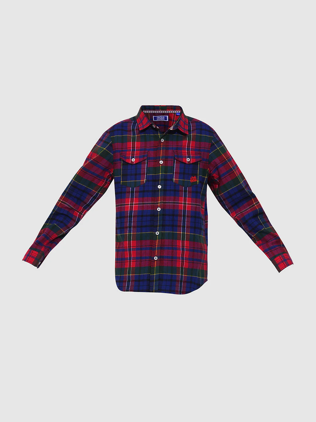 Boys Red Check Full Sleeves Shirt - Image 7