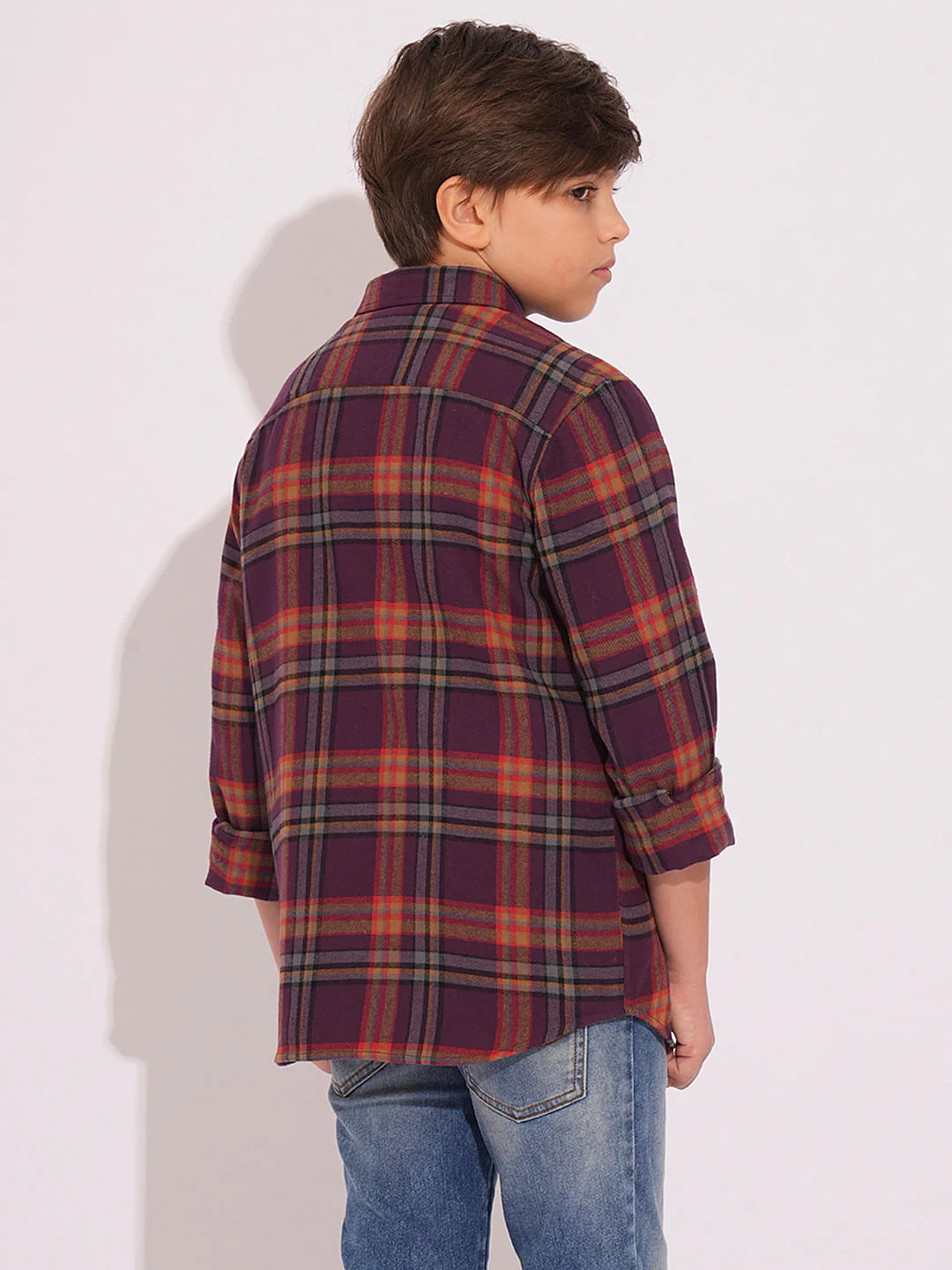 Boys Purple Check Print Shirt - Image 4