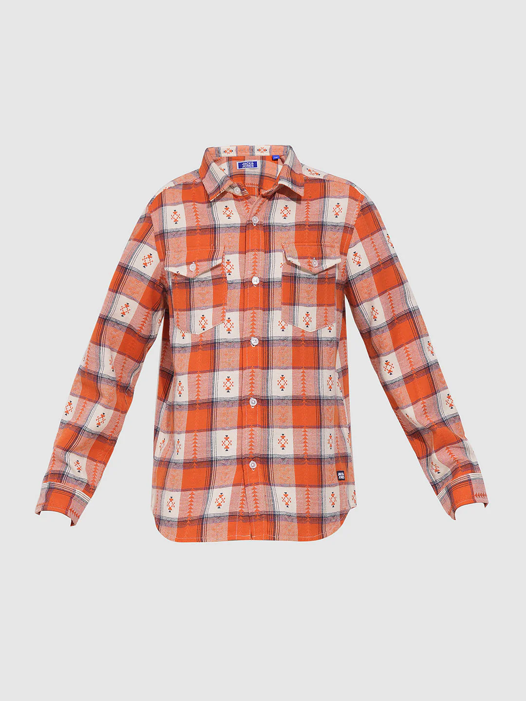 Boys Orange Brushed Flannel Check Shirt - Image 7