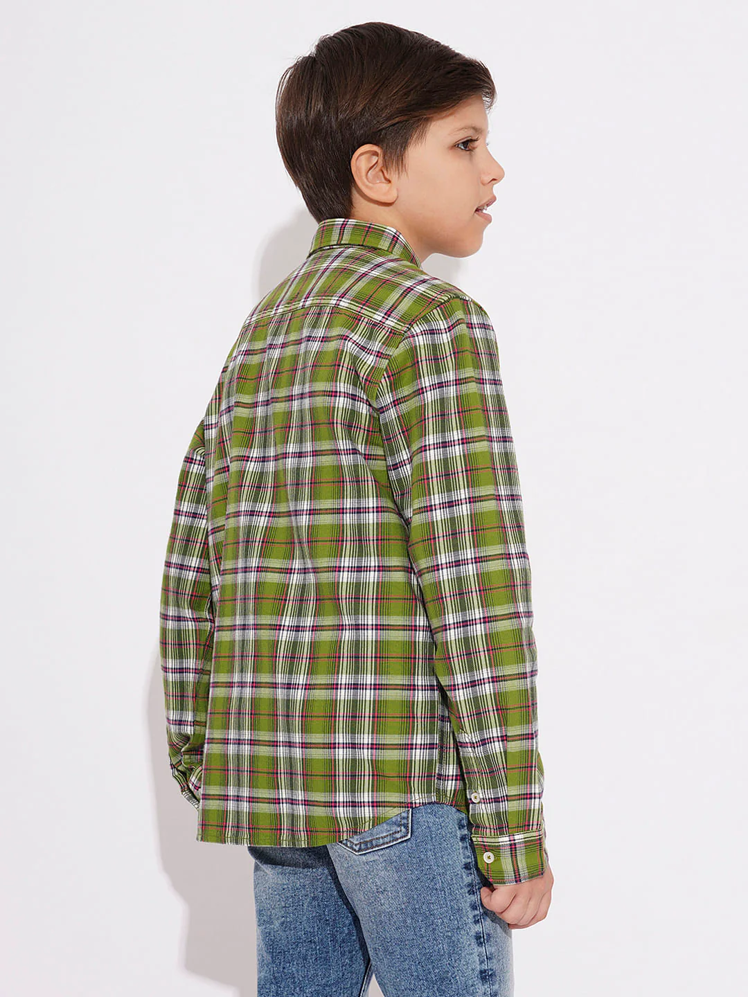 Boys Orange Check Print Shirt - Image 4
