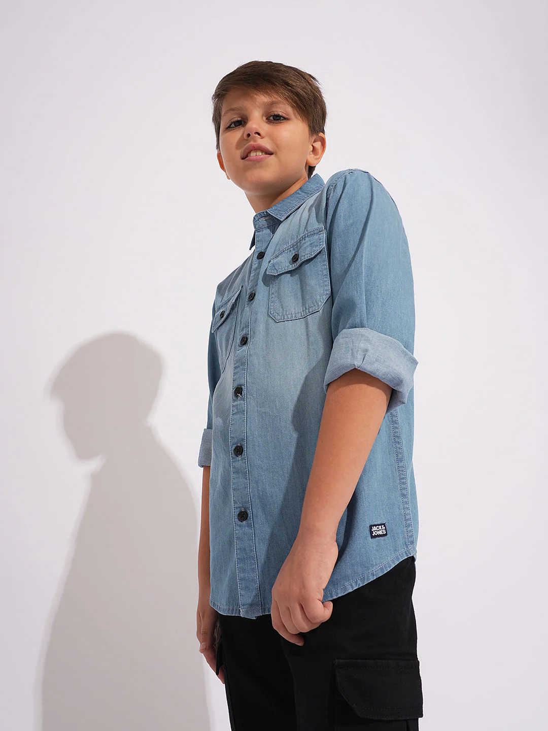 Boys Light Blue Denim Cotton Shirt