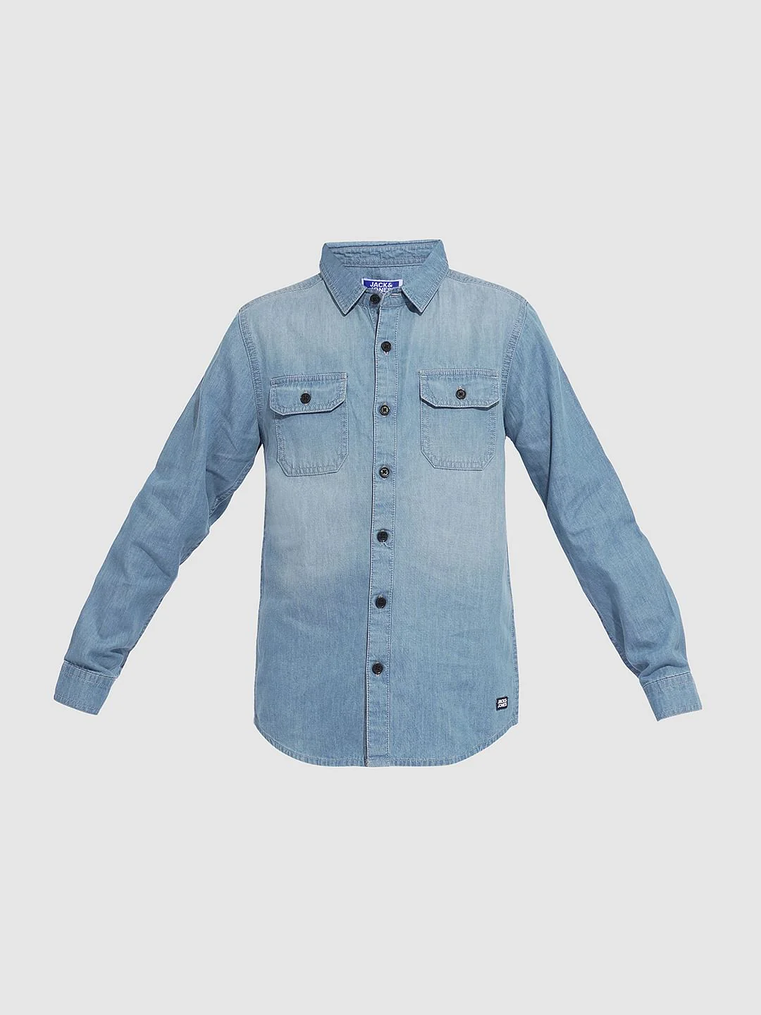 Boys Light Blue Denim Cotton Shirt - Image 7