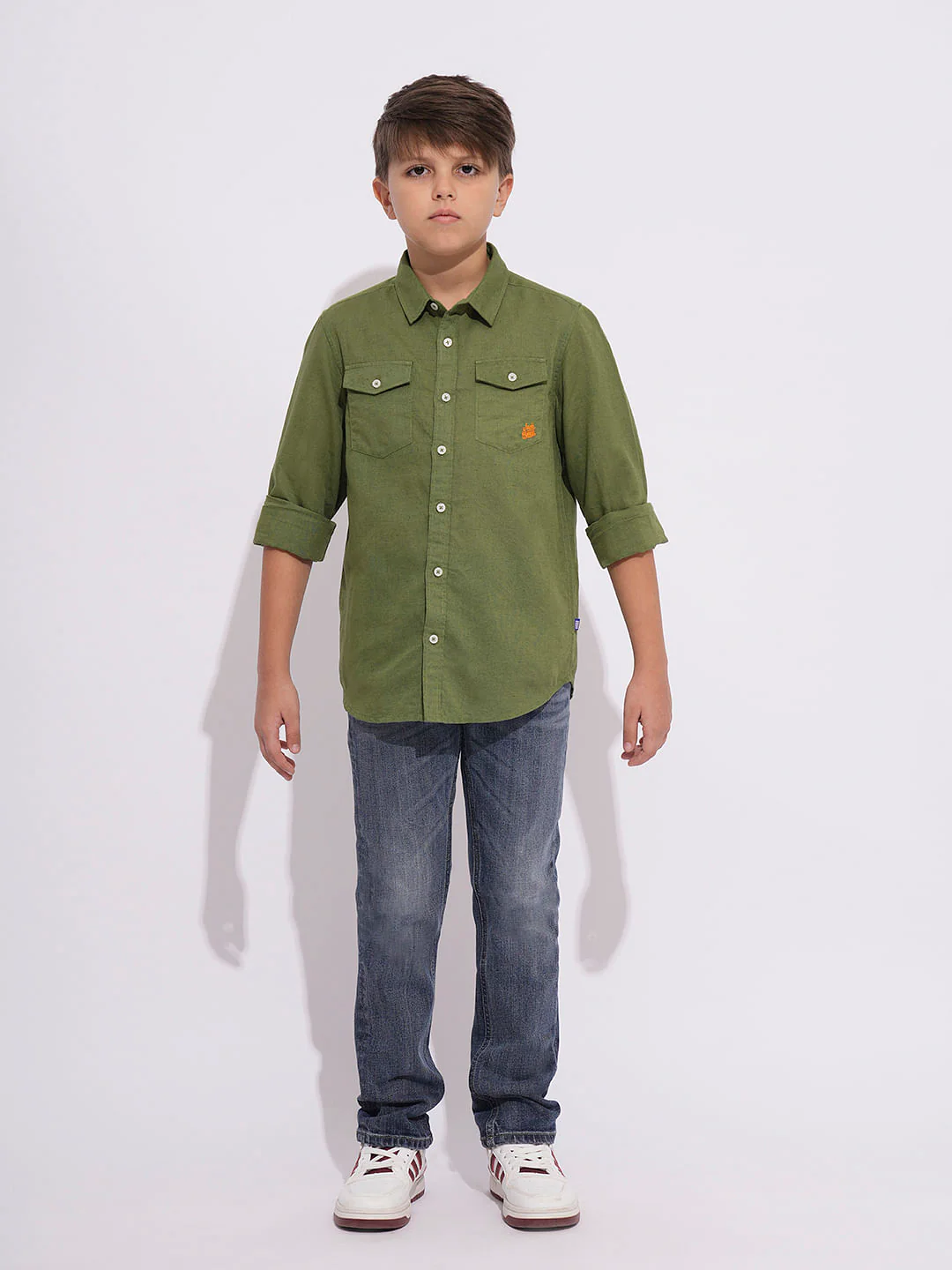 Boys Olive Full Sleeves Shirt - Image 5
