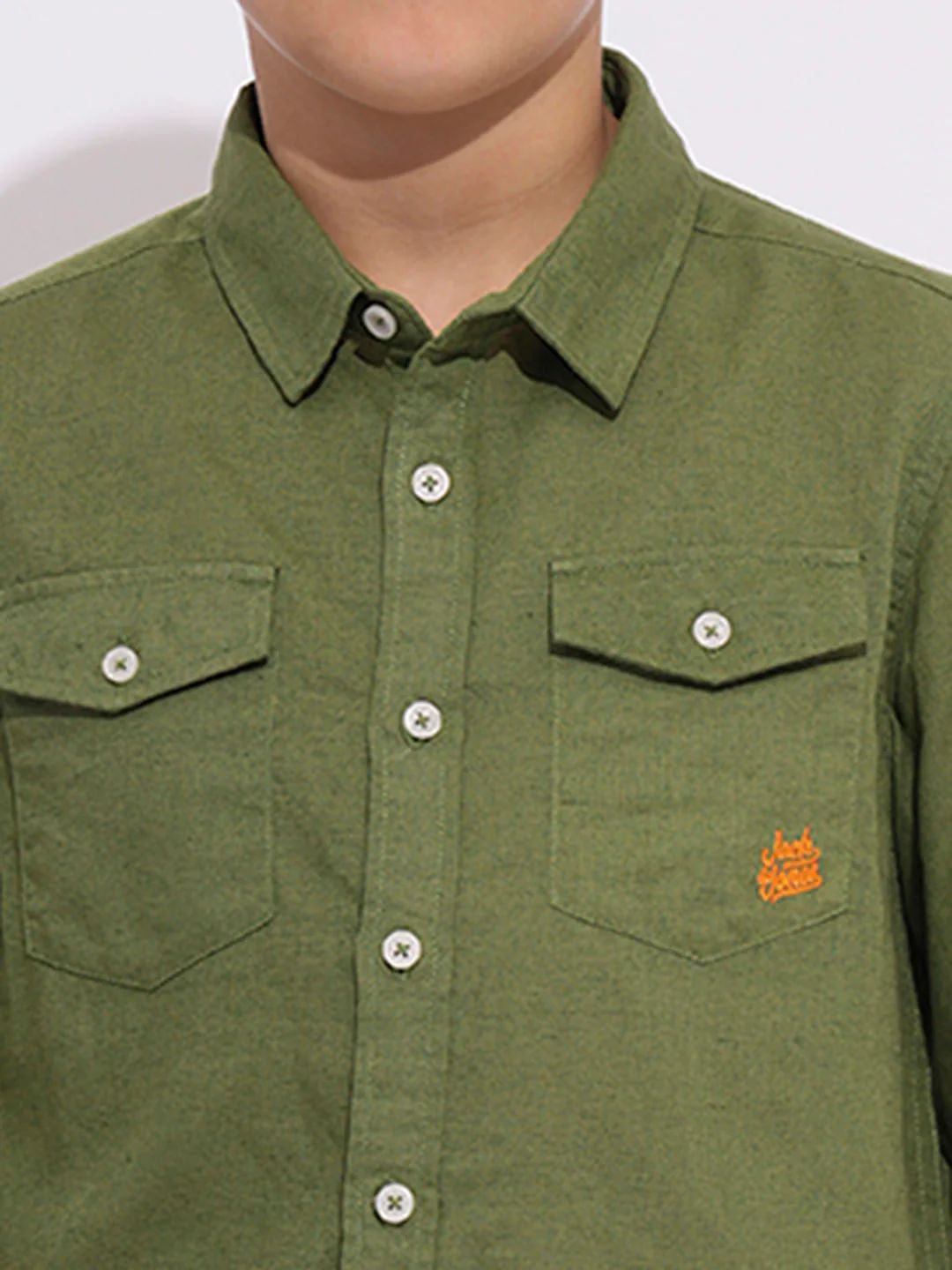 Boys Olive Full Sleeves Shirt - Image 6