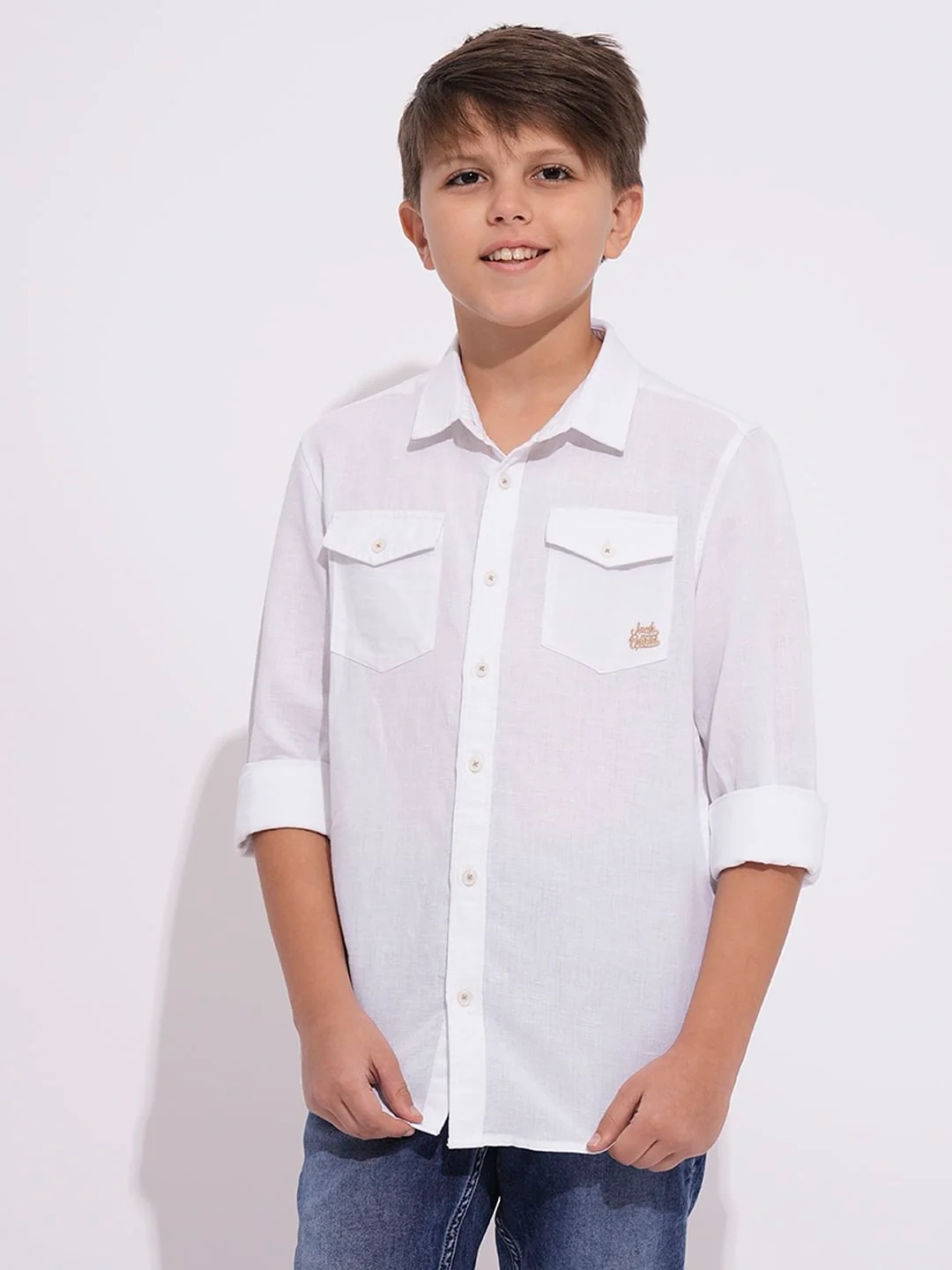 Boys White Full Sleeves Shirt - Image 2