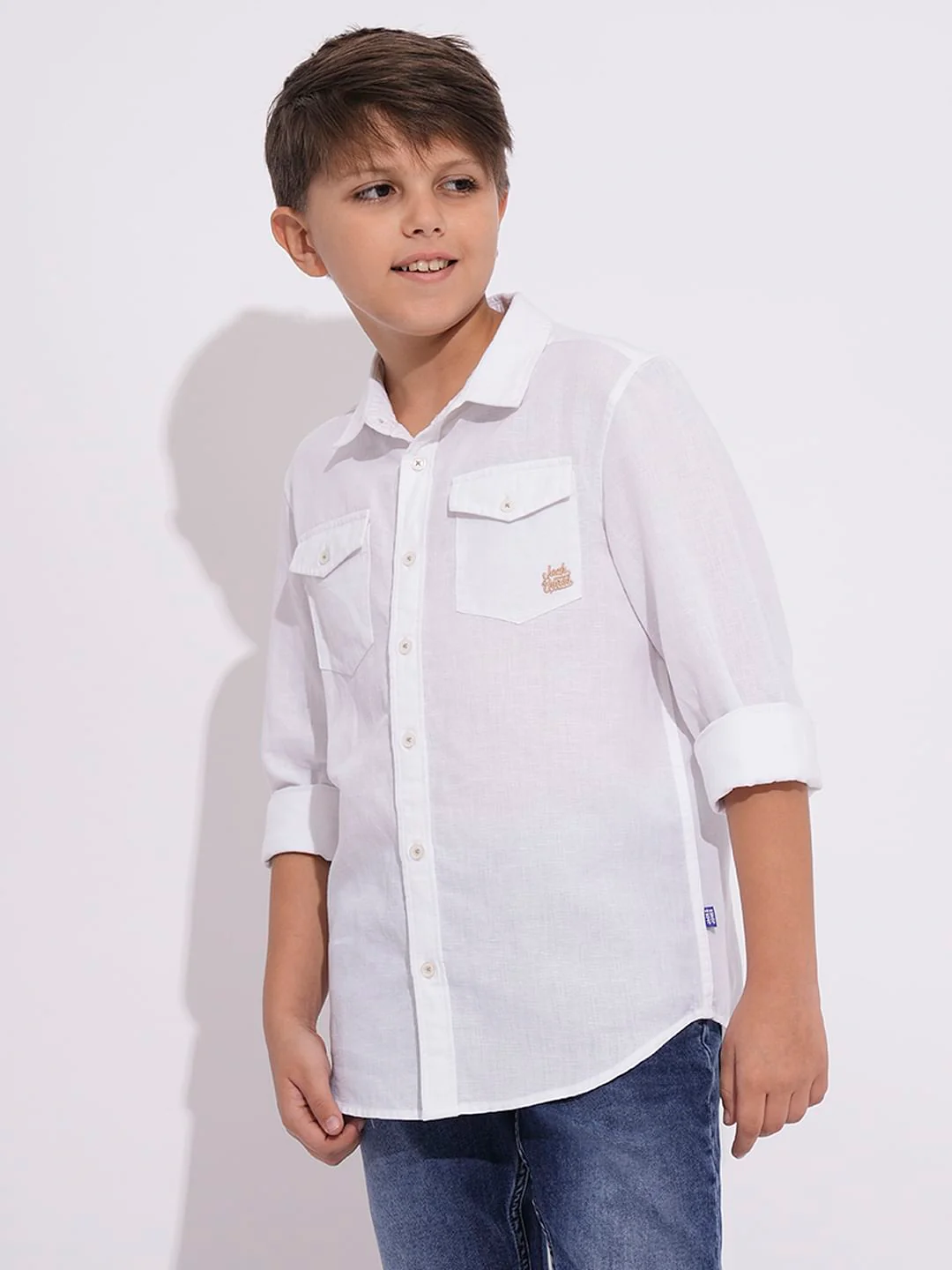 Boys White Full Sleeves Shirt - Image 3