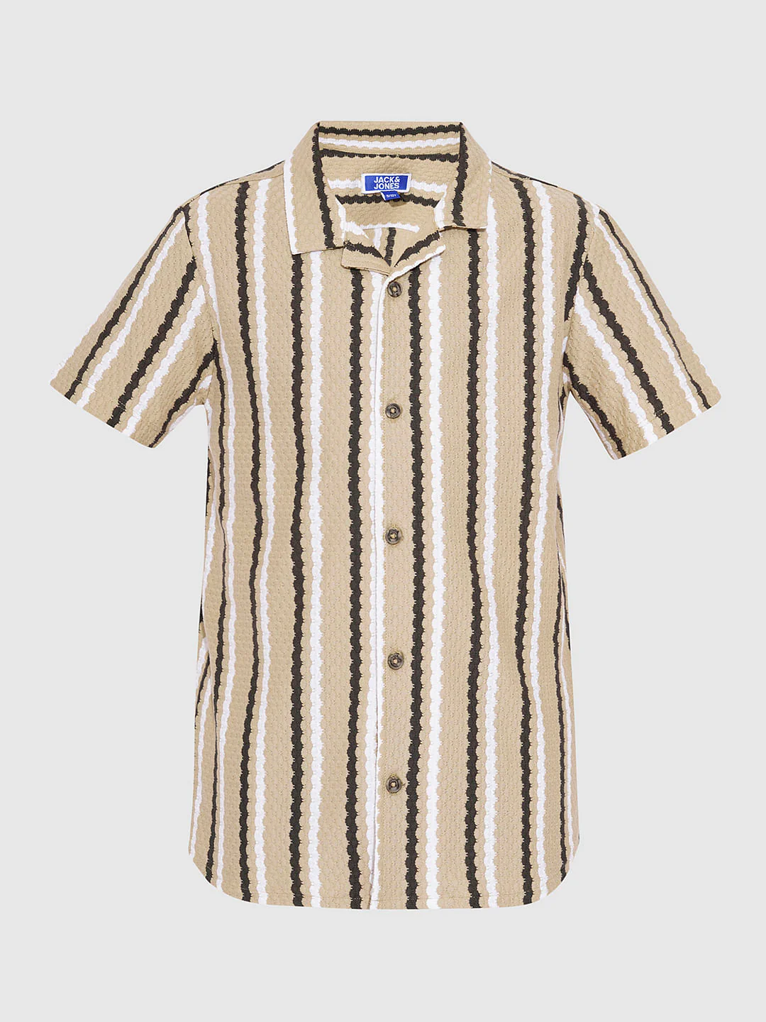 BOYS Beige Striped Co-ord Set Shirt - Image 7