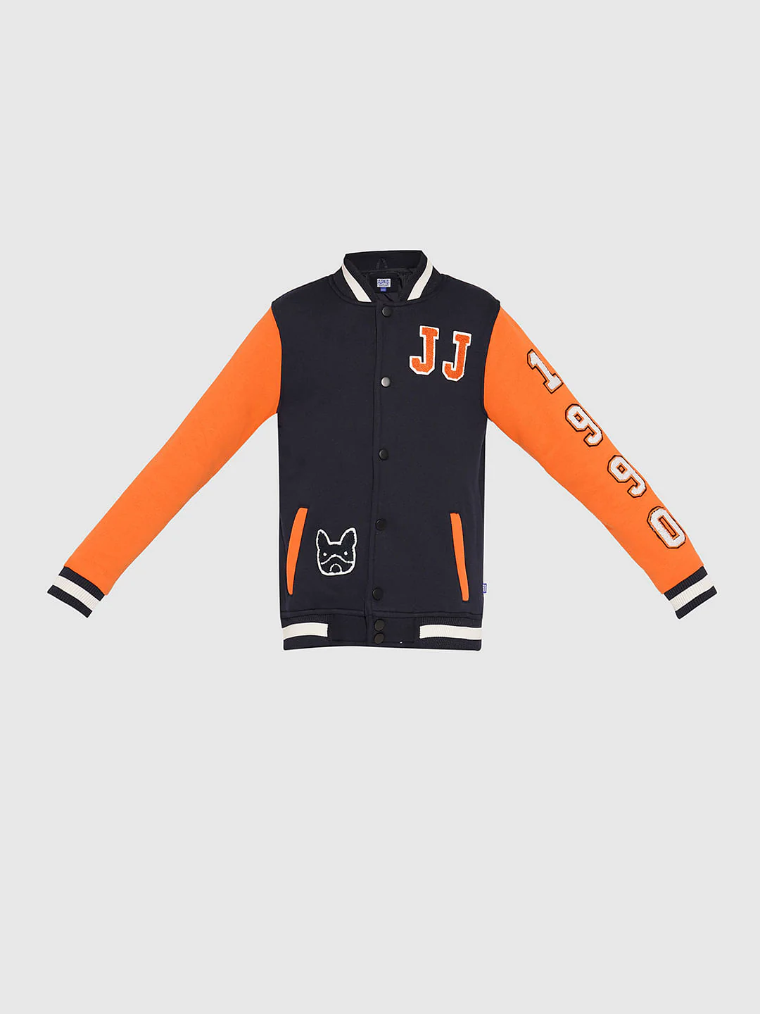 Boys Navy Blue Colourblocked Varsity Bomber Jacket - Image 7