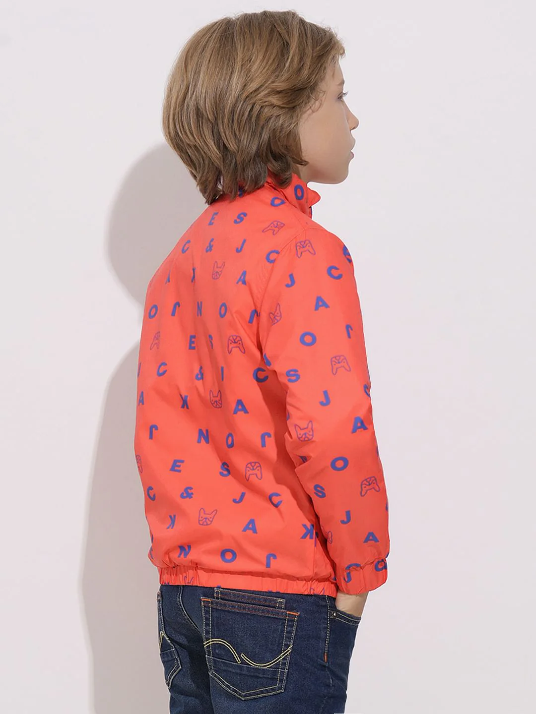 Boys Orange Logo Print Puffer Jacket - Image 4