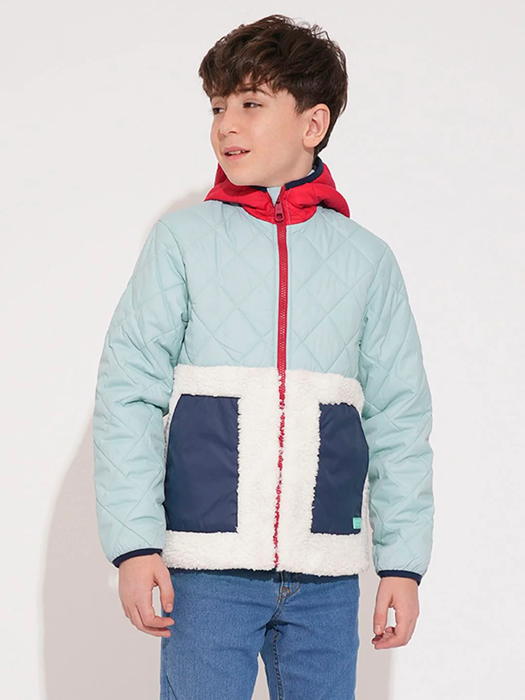 Boys Blue Hooded Puffer Jacket - Image 2