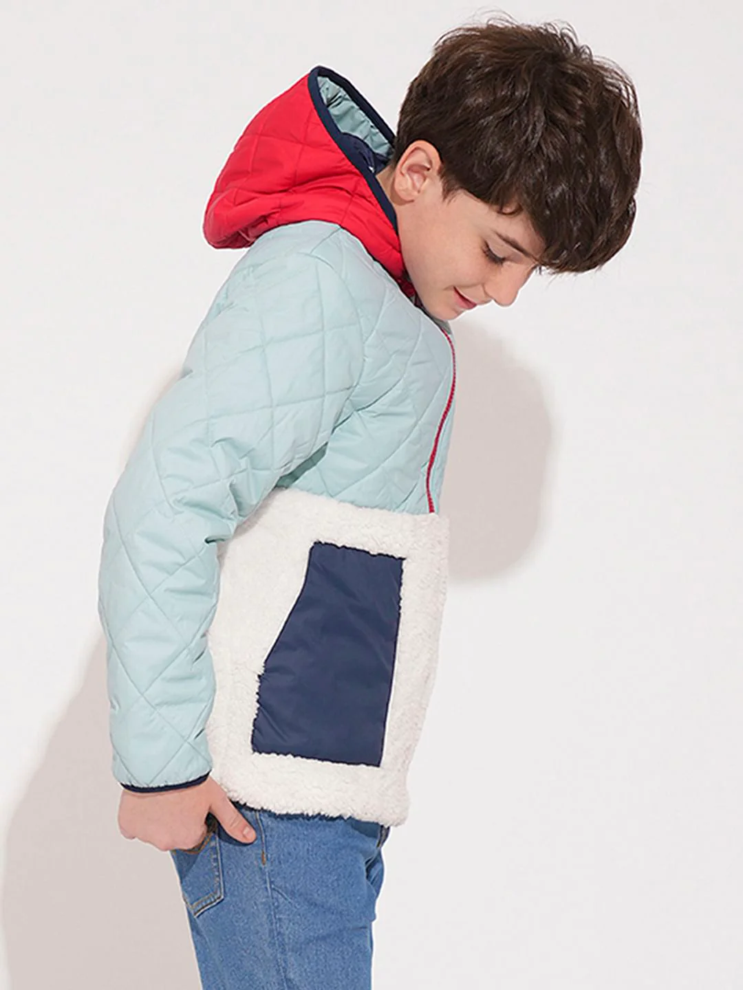 Boys Blue Hooded Puffer Jacket - Image 3