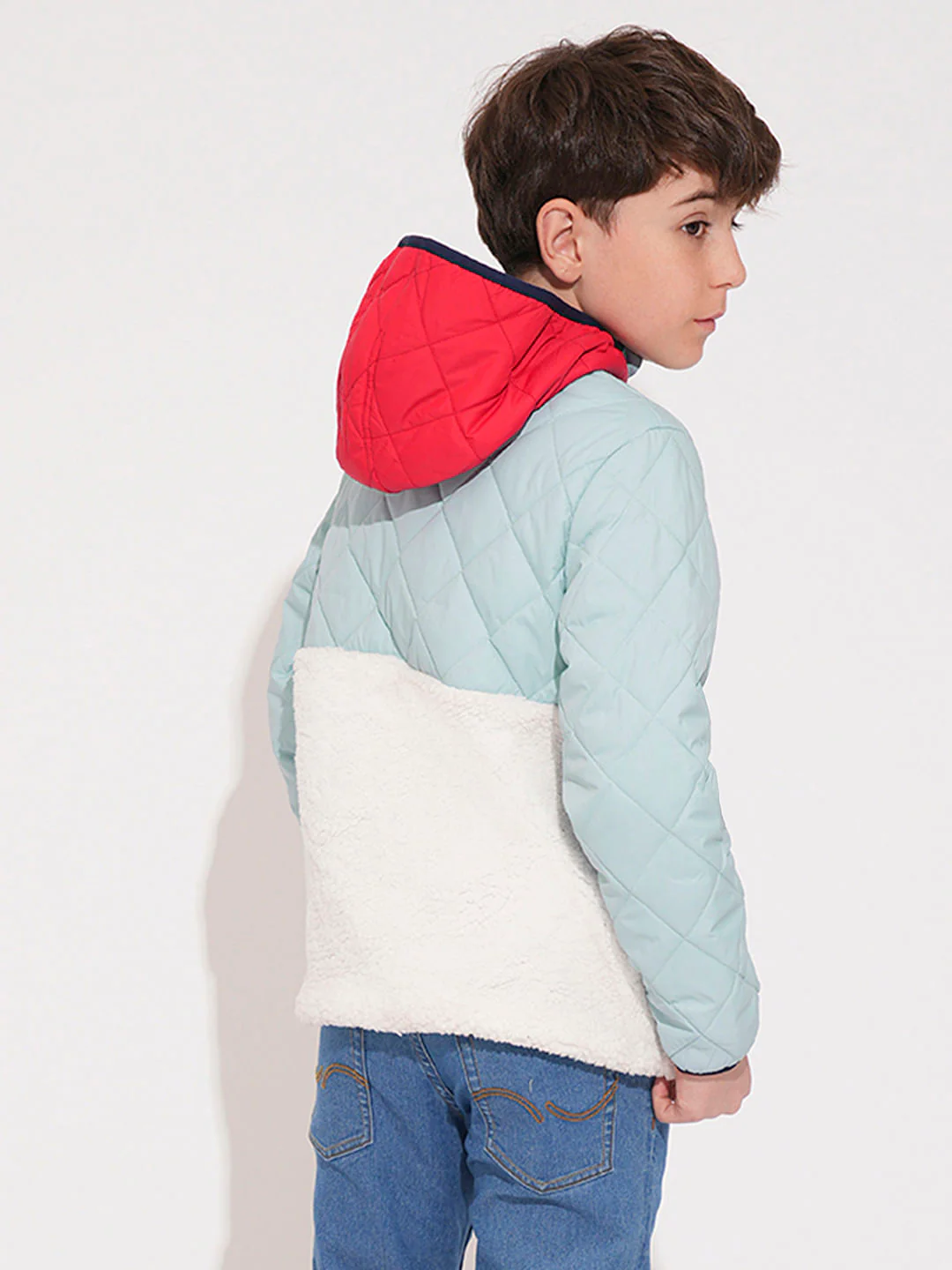 Boys Blue Hooded Puffer Jacket - Image 4