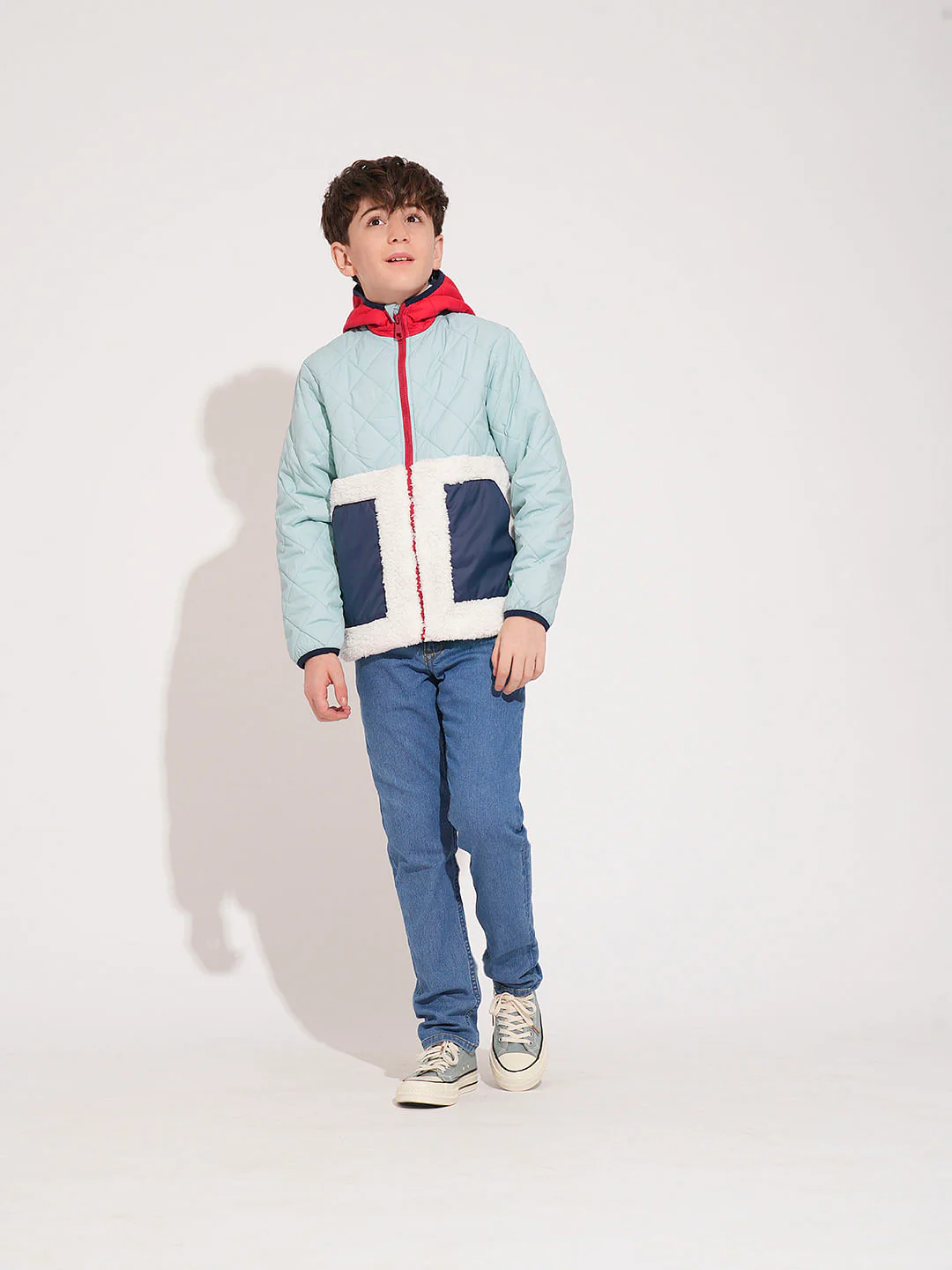 Boys Blue Hooded Puffer Jacket - Image 5