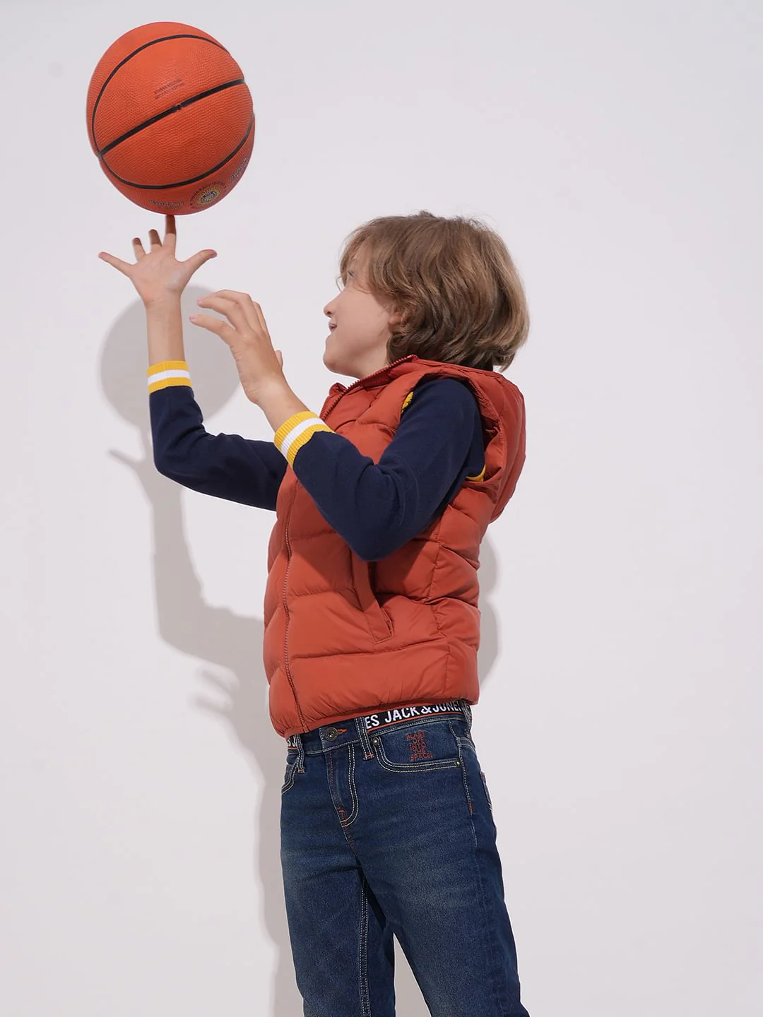 Boys Red Sleeveless Hooded Jacket