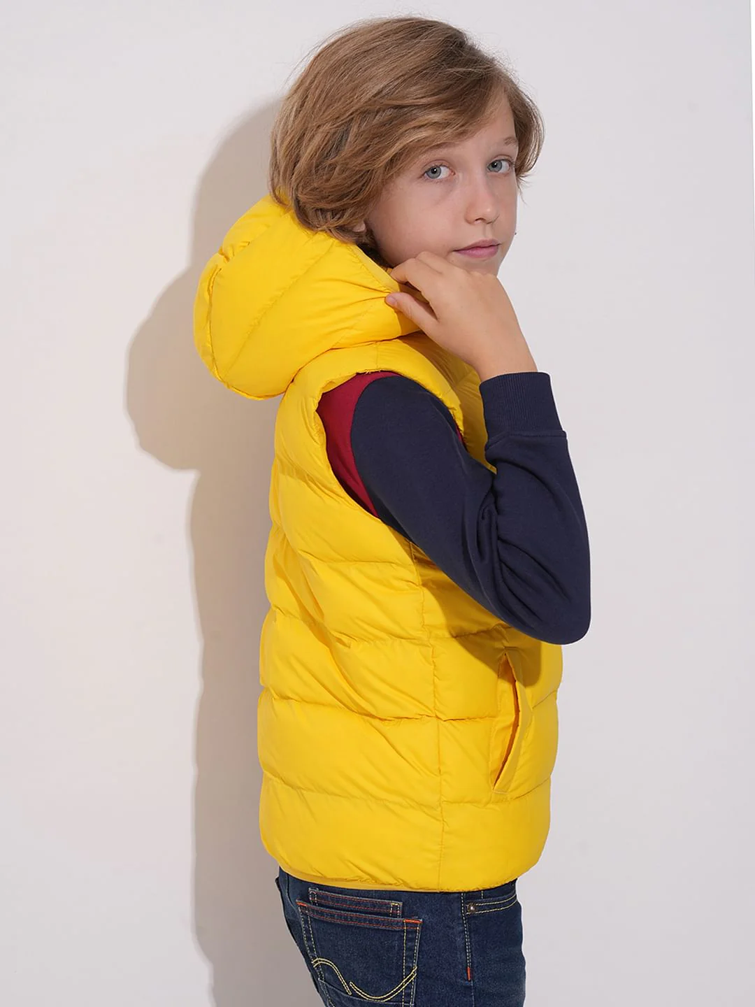 Boys Yellow Sleeveless Hooded Jacket - Image 4