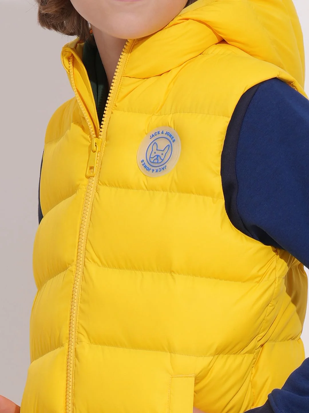 Boys Yellow Sleeveless Hooded Jacket - Image 6