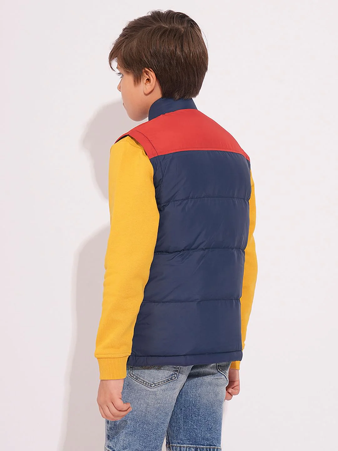Boys Navy Blue Colourblocked Jacket - Image 4
