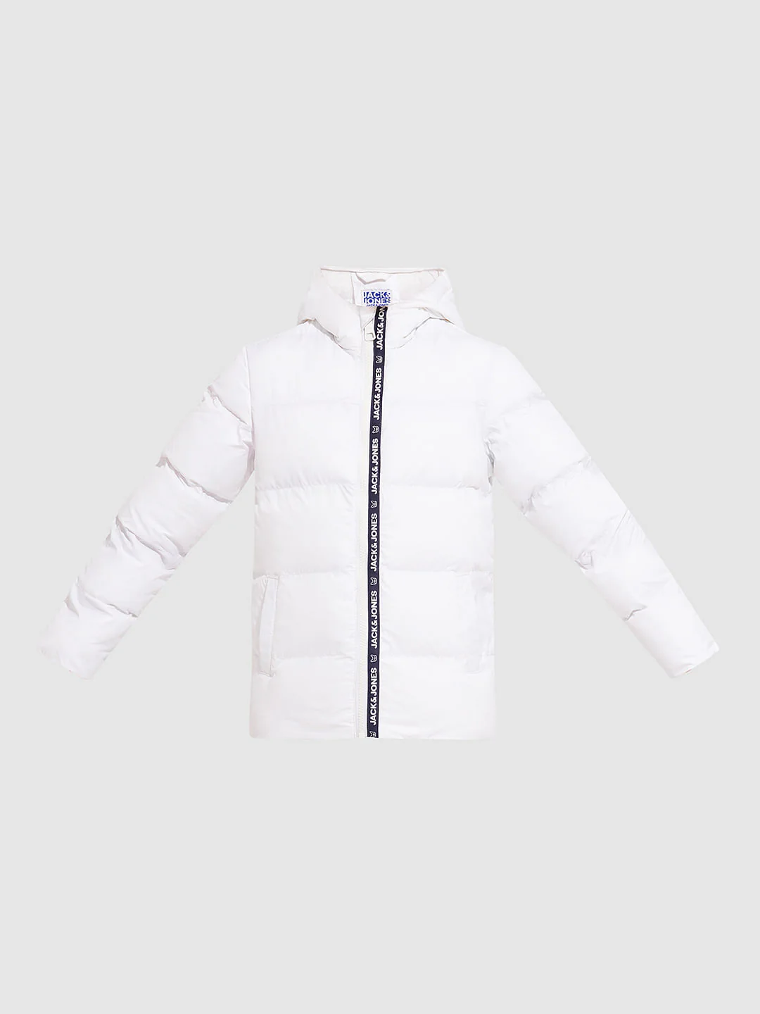 Boys White Hooded Puffer Jacket - Image 7