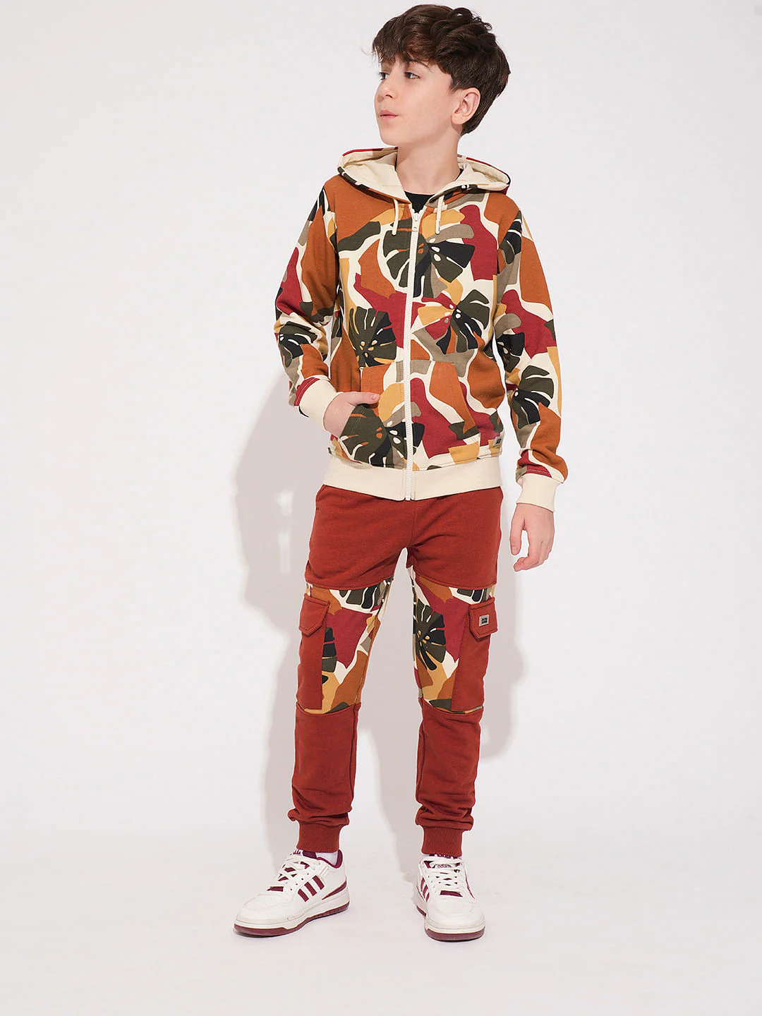 Boys Brown Camo Print Co-ord Set Sweatshirt - Image 5