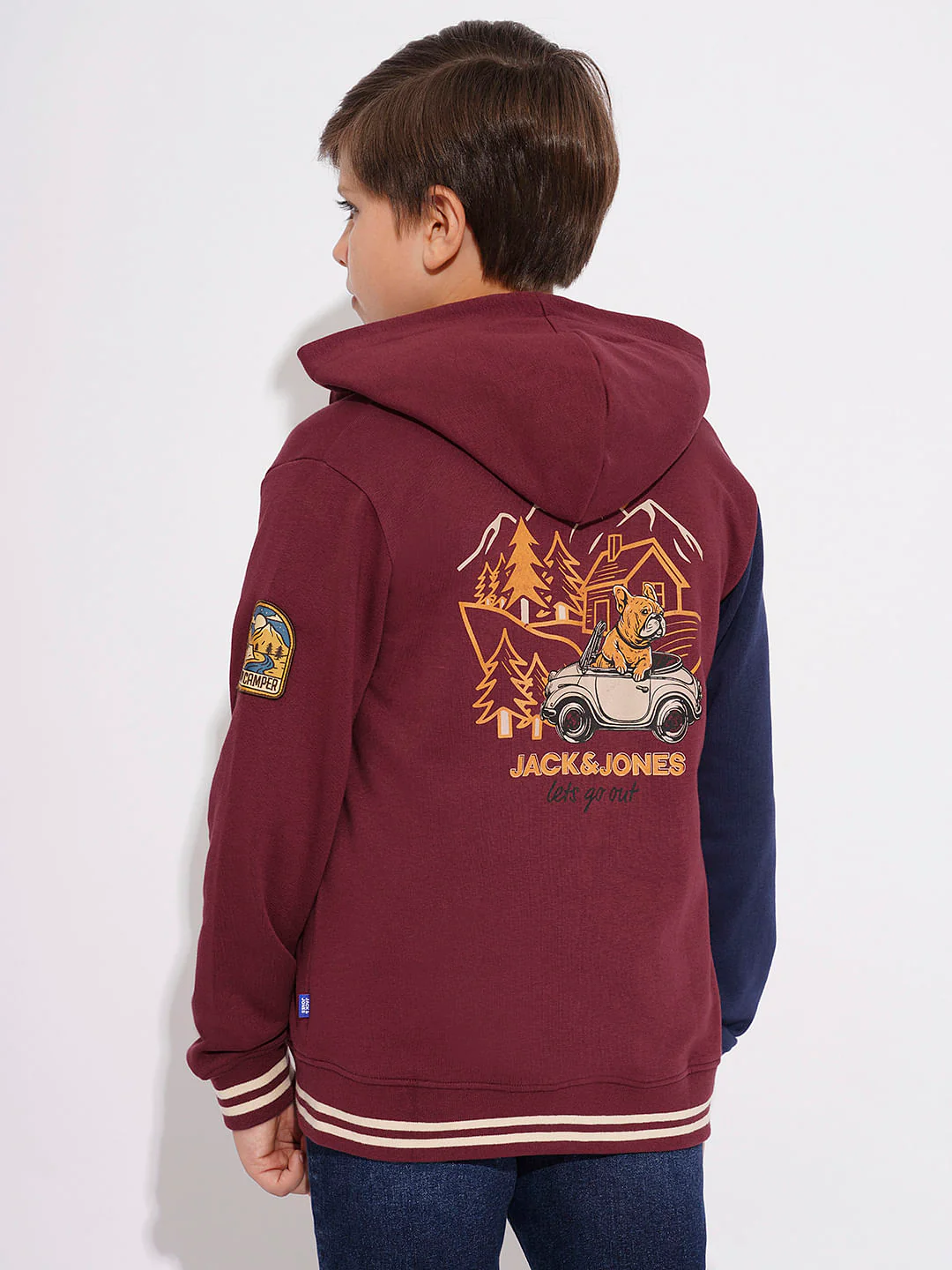BOYS Maroon Printed Zip-Up Sweatshirt - Image 4