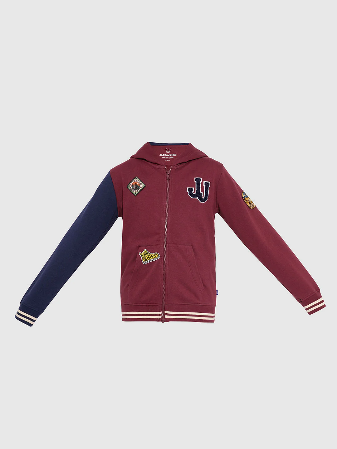 BOYS Maroon Printed Zip-Up Sweatshirt - Image 7