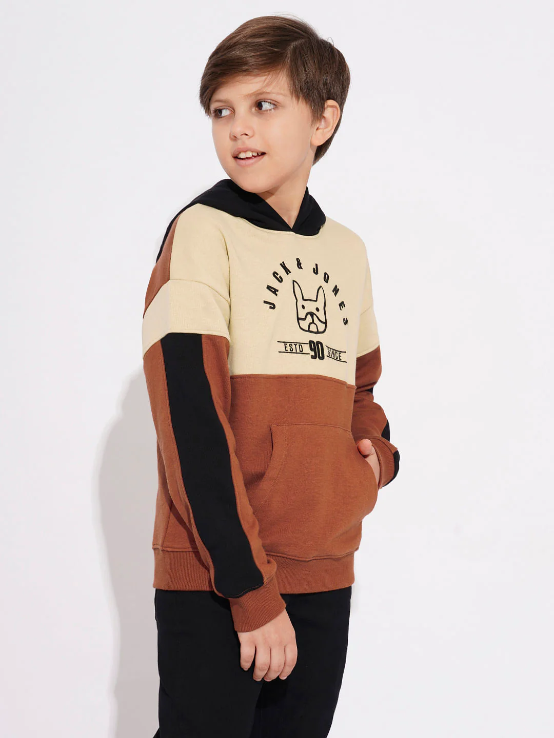 Boys Brown Colourblocked Sweatshirt - Image 3