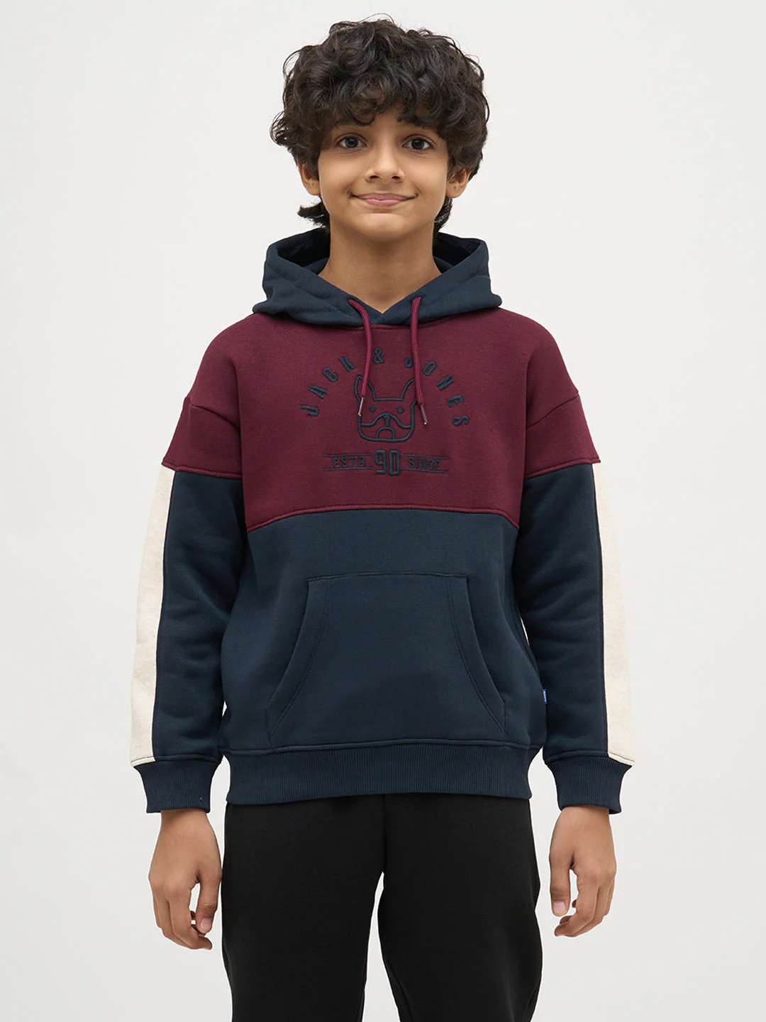 Boys Maroon Colourblocked Sweatshirt - Image 8
