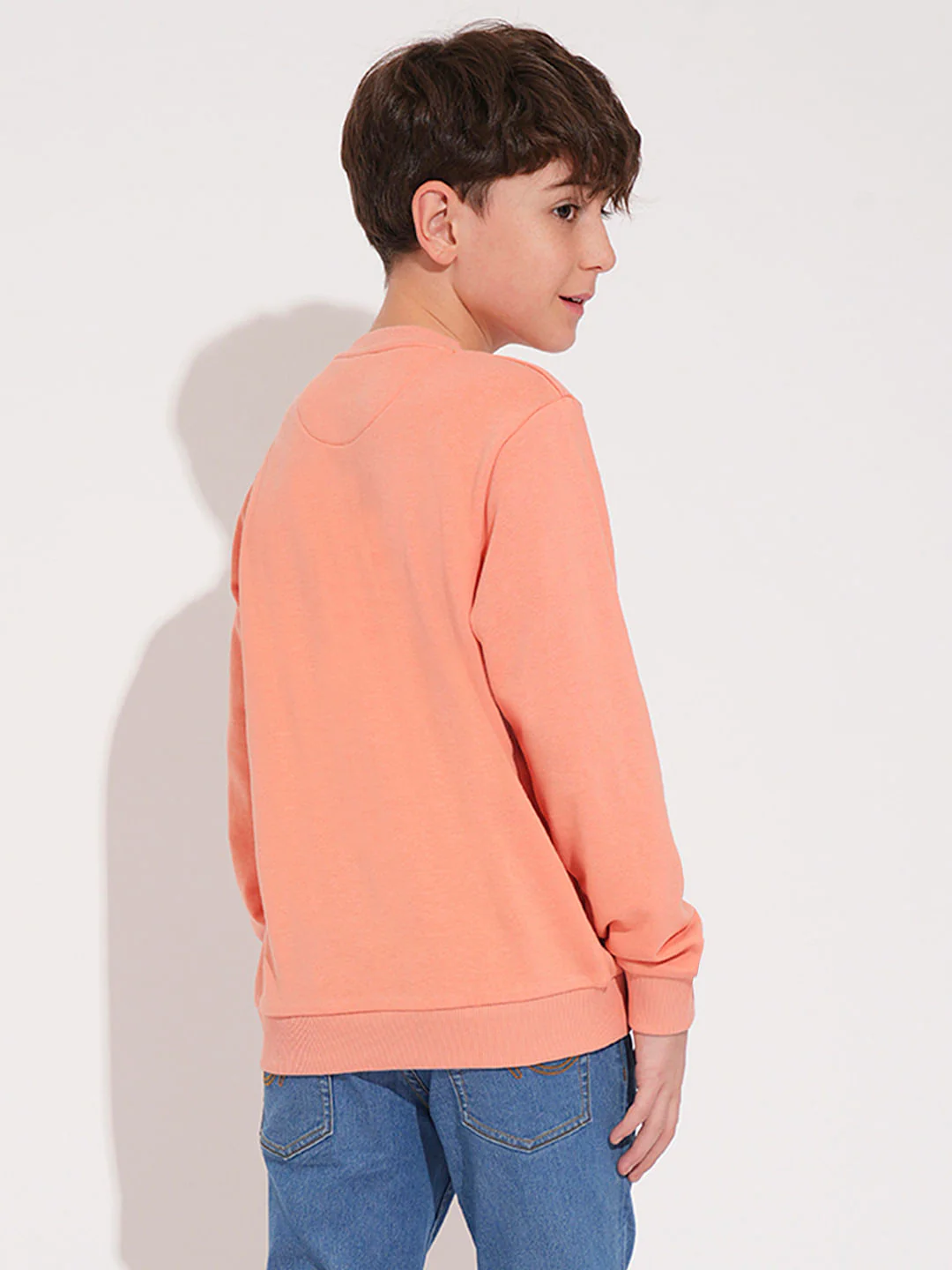 Boys Peach Applique Dog Print Sweatshirt - Image 4
