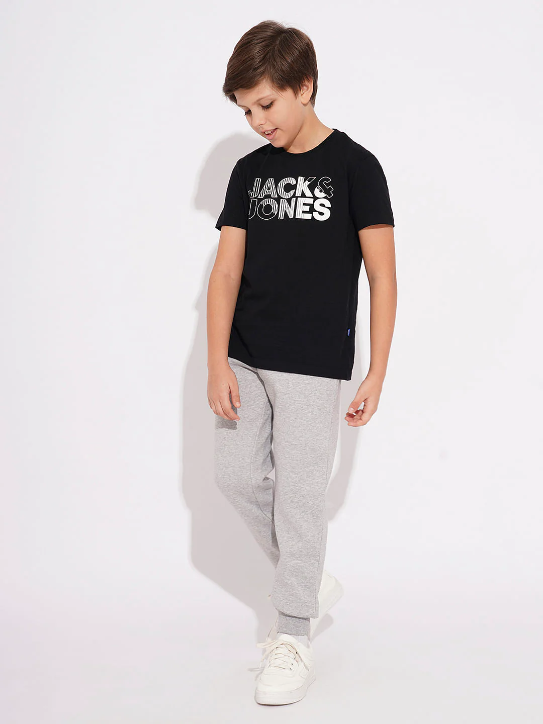 Boys Grey Embroidered Text Sweatpants - Image 5