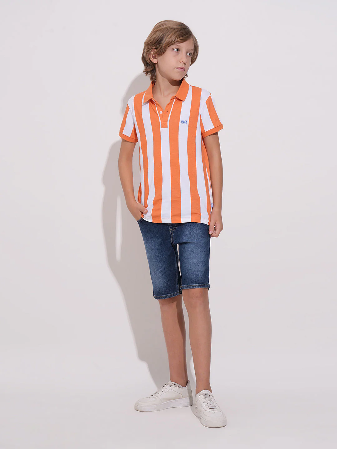 Boys Dark Blue Washed Denim Shorts - Image 5