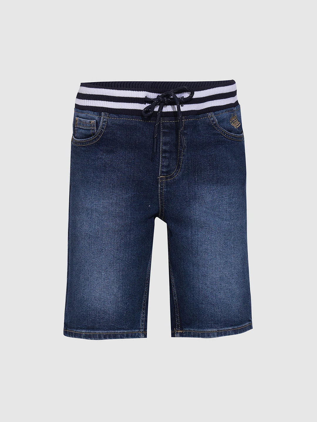 Boys Dark Blue Washed Denim Shorts - Image 7