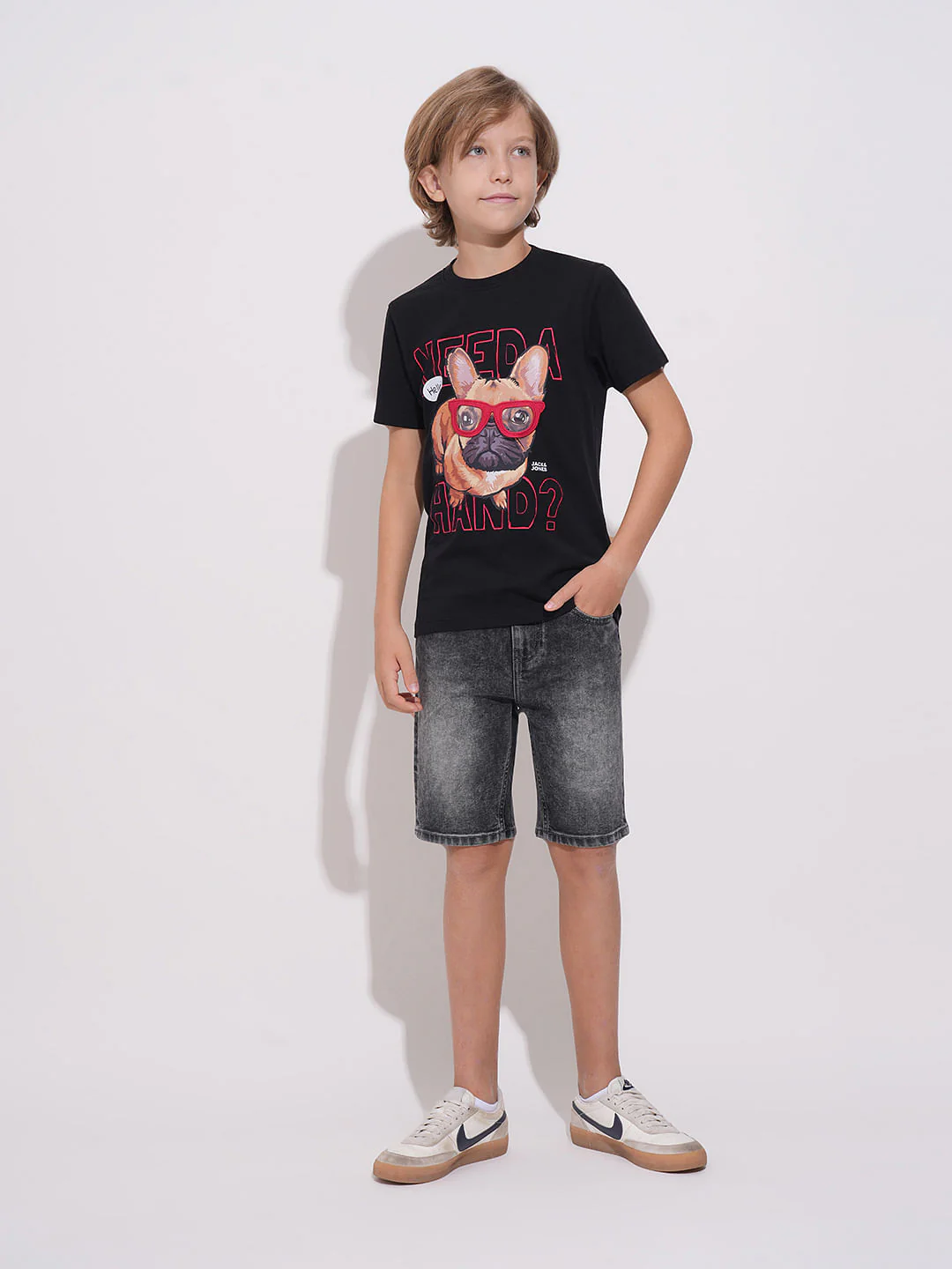 Boys Black Washed Denim Shorts - Image 5