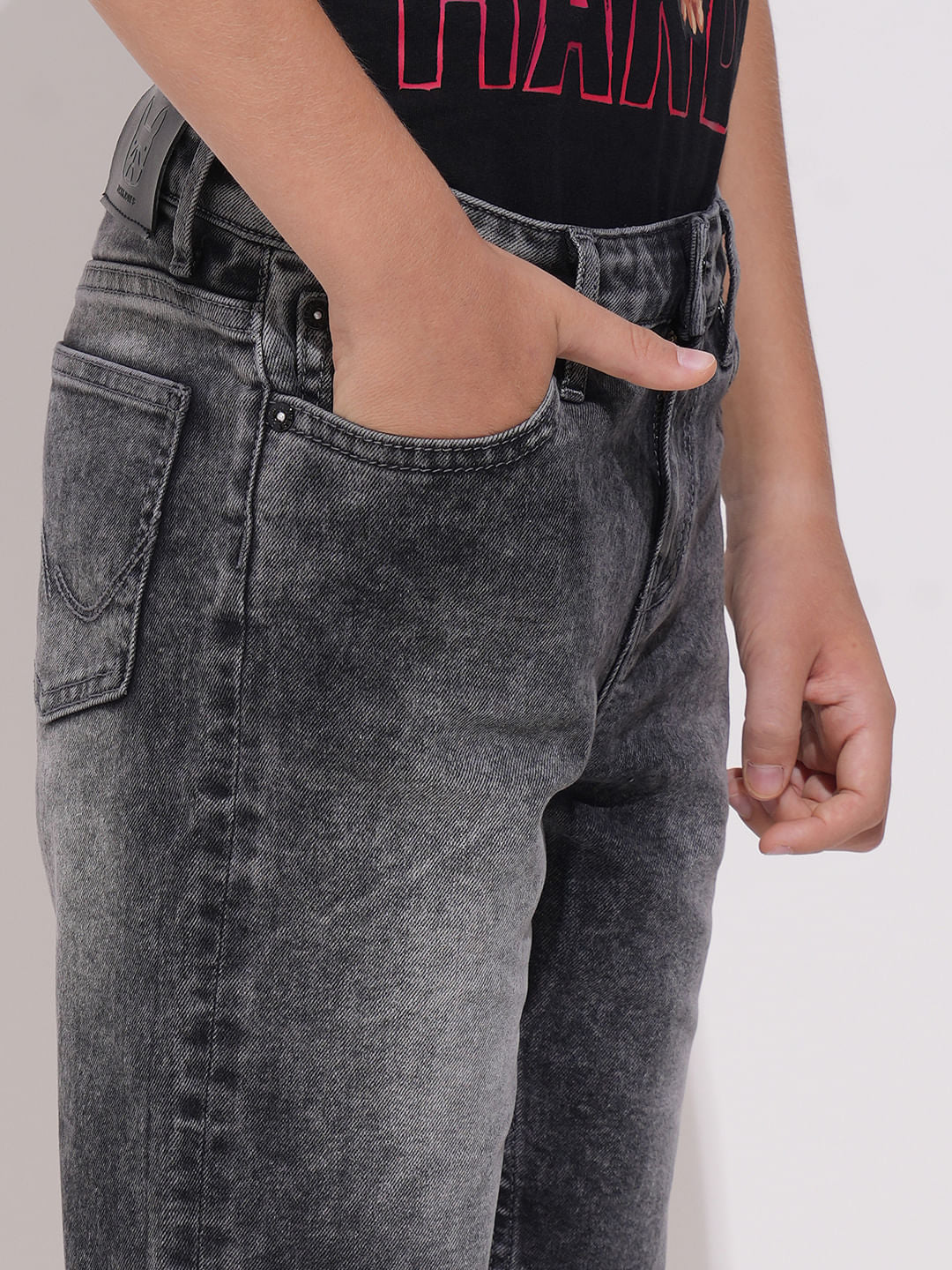 Boys Black Washed Denim Shorts - Image 6
