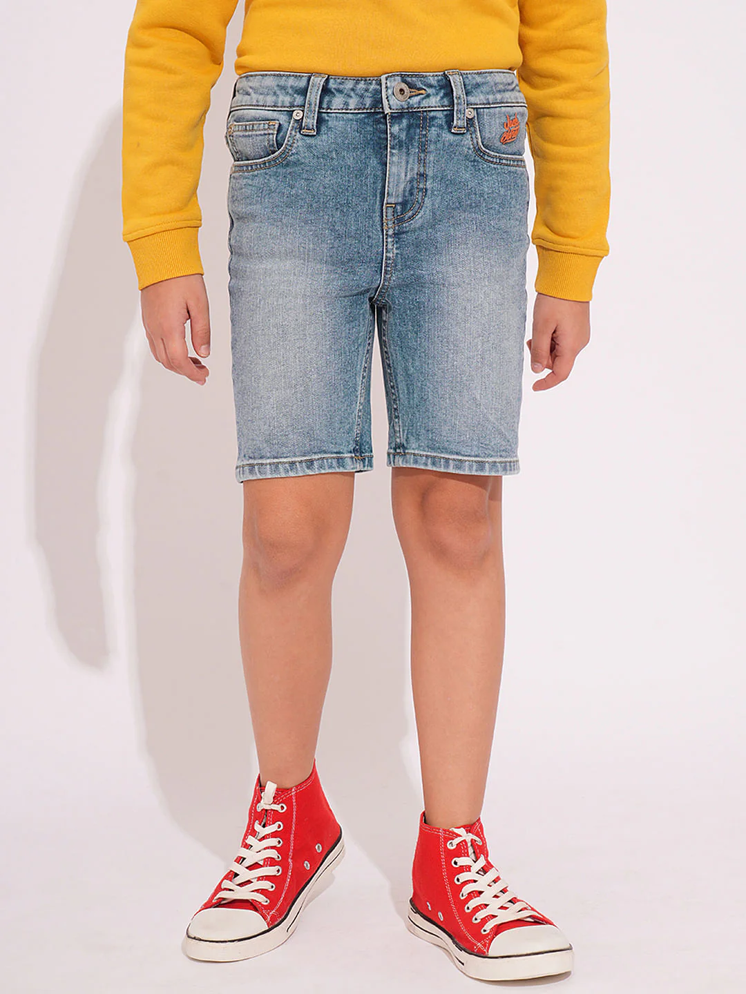 Blue Mid Rise Denim Shorts - Image 2