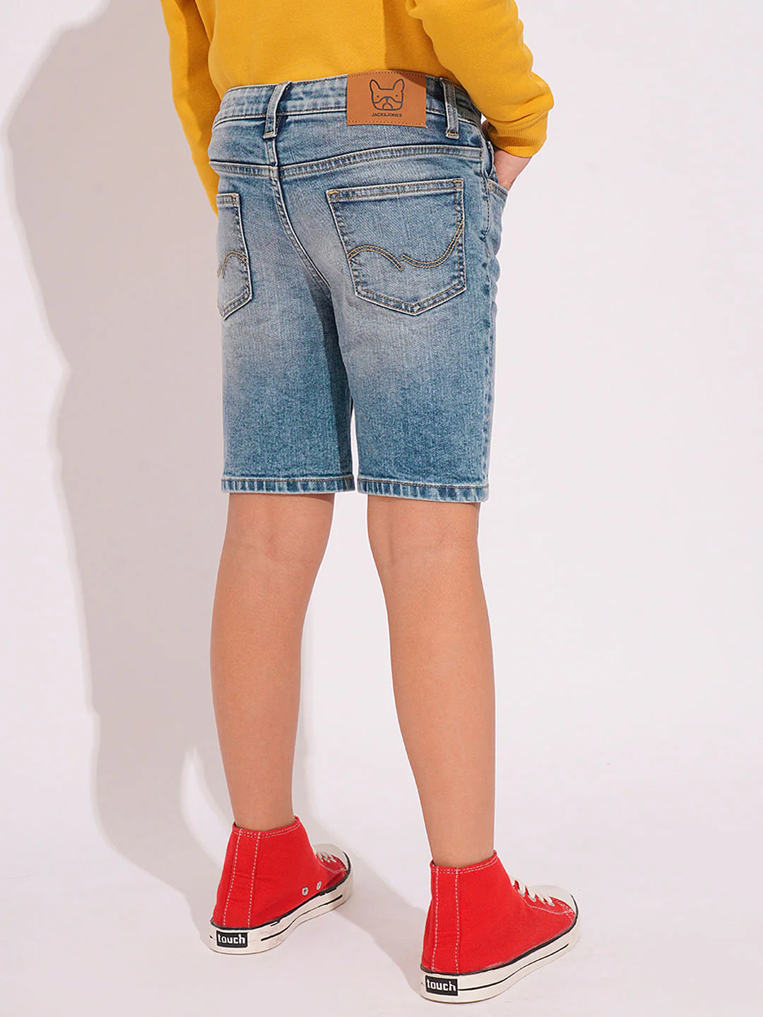 Blue Mid Rise Denim Shorts - Image 4