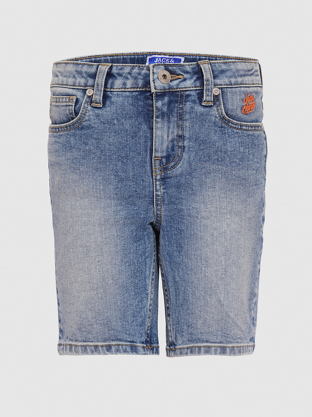 Blue Mid Rise Denim Shorts - Image 7