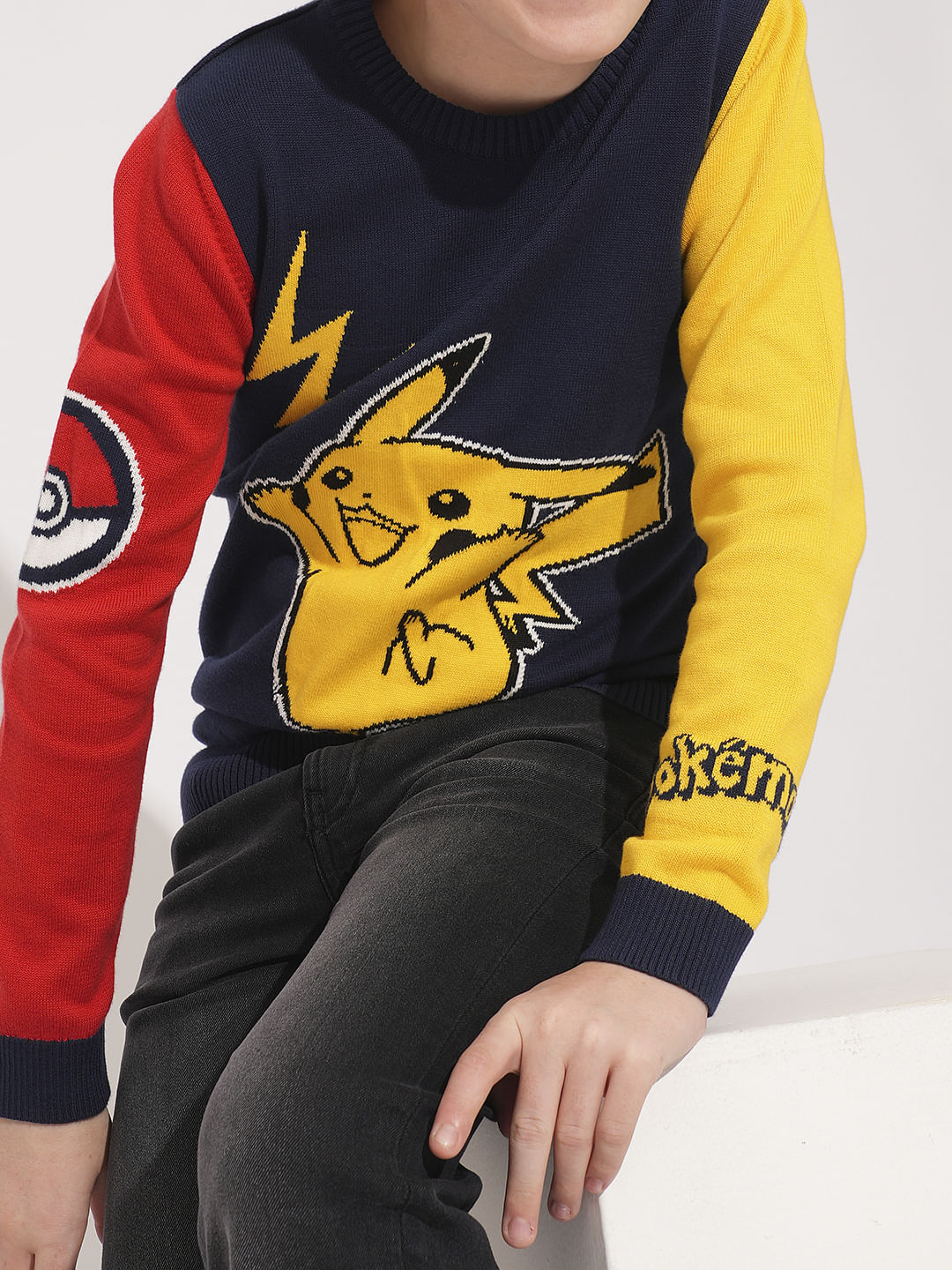 PIKACHU Navy Blue Printed Pullover - Image 6