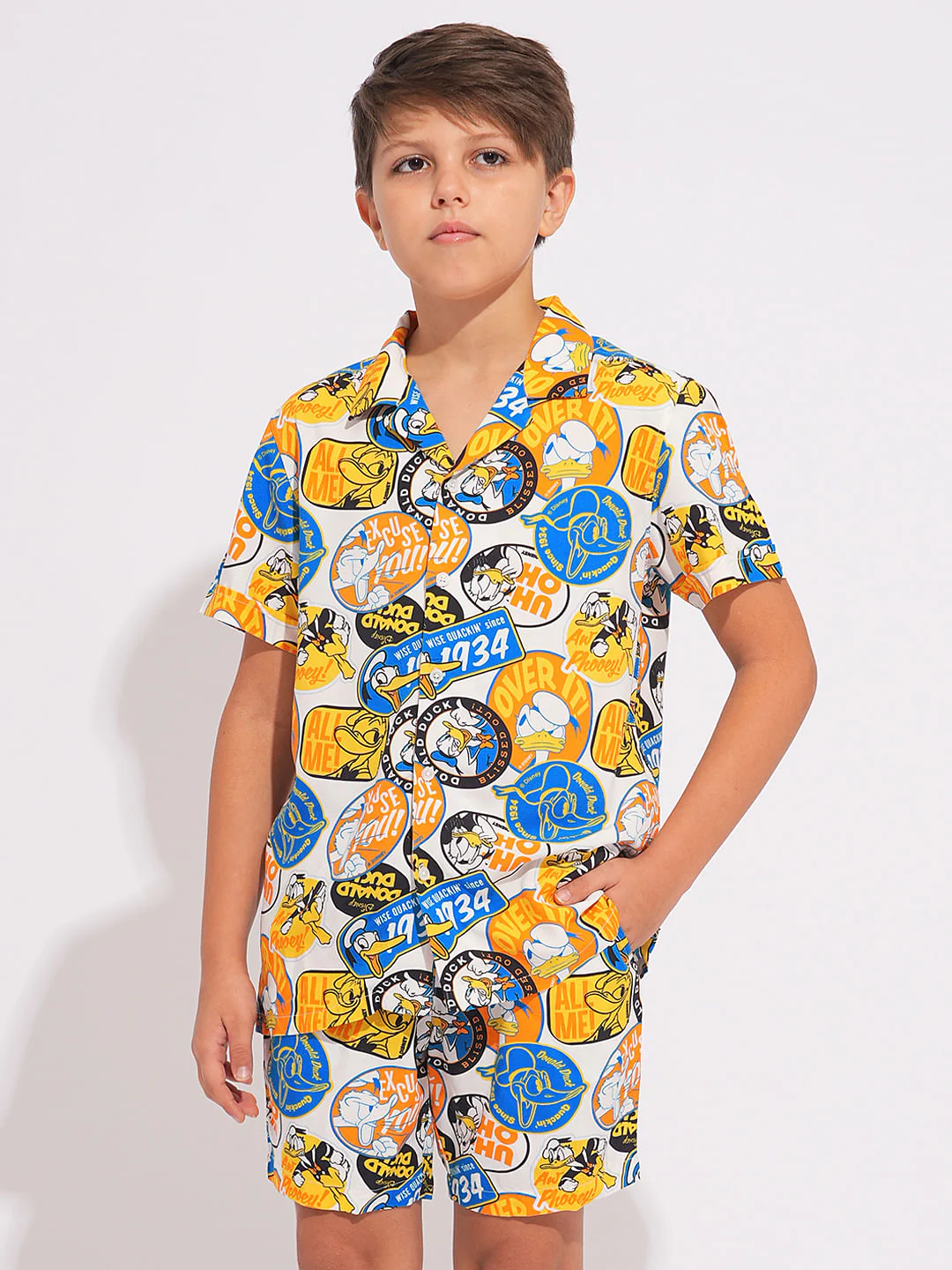 DONALD DUCK White Printed Co-ord Set Shirts - Image 2