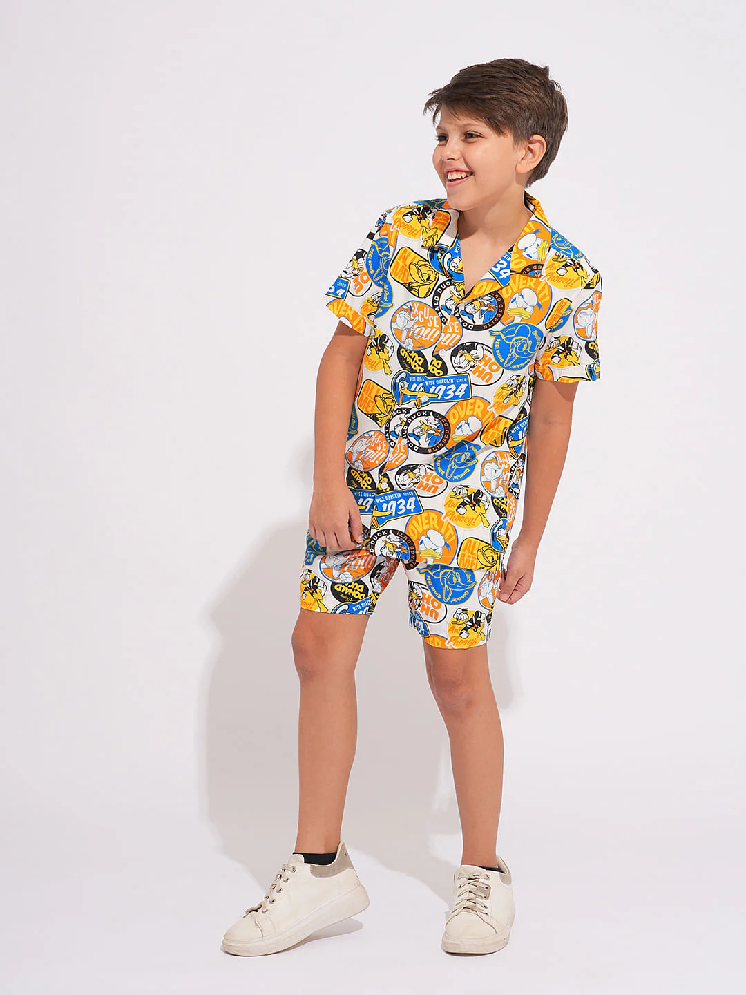 DONALD DUCK White Printed Co-ord Set Shirts - Image 5