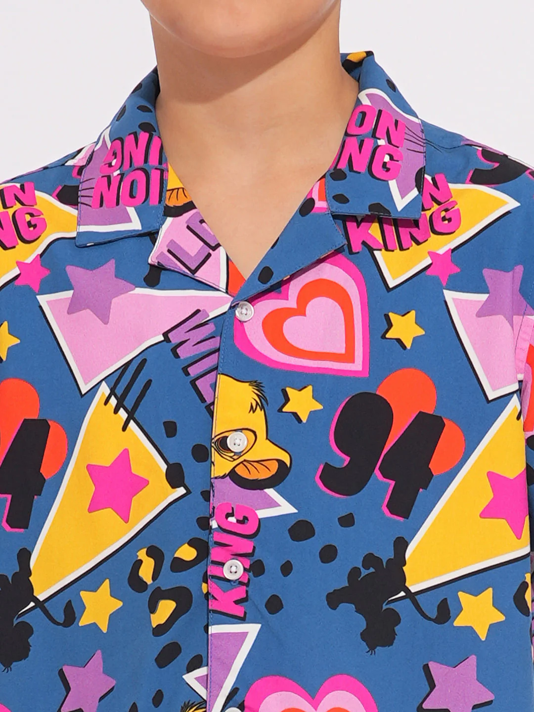 LION KING Blue Printed Co-ord Set Shirt - Image 6